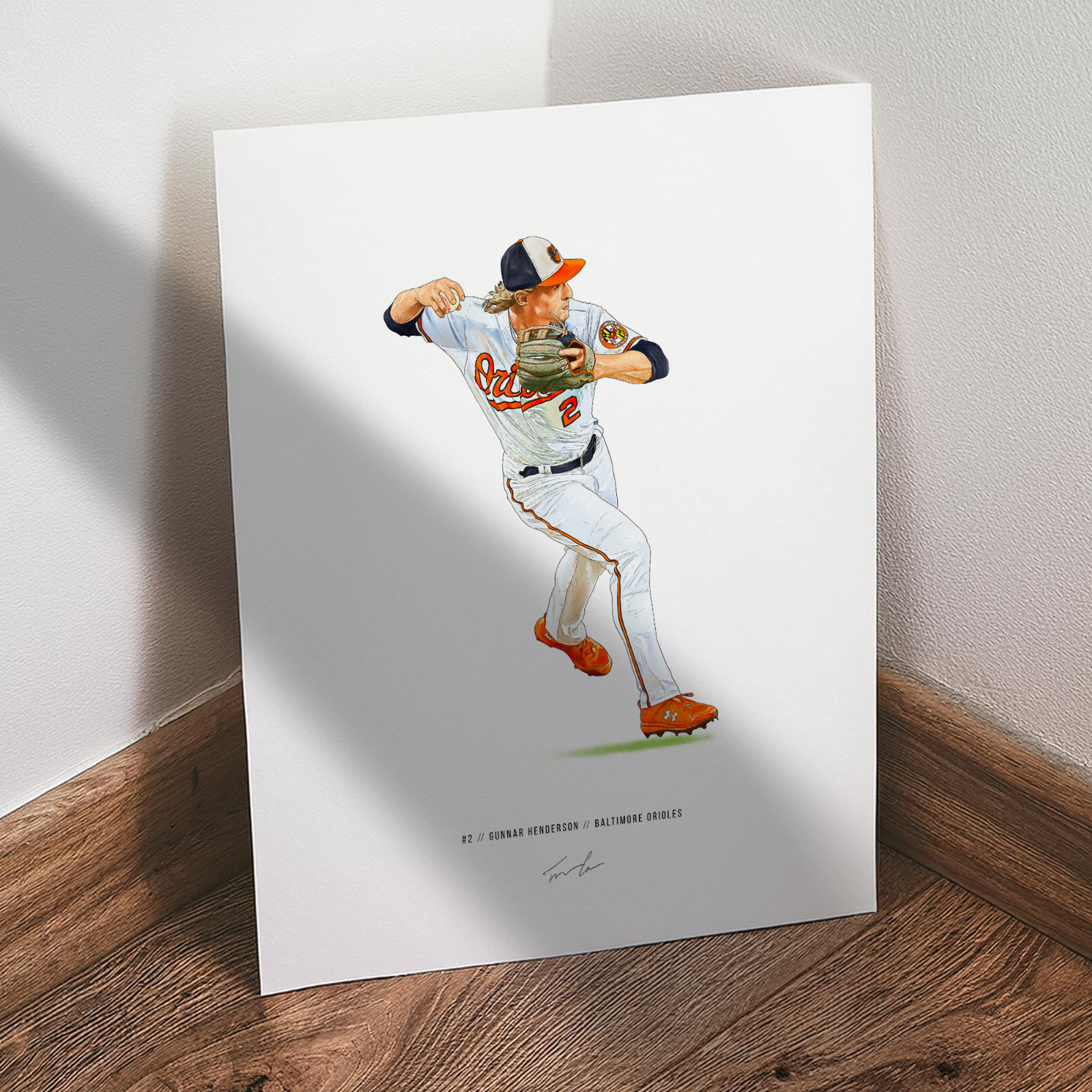 Gunnar Henderson Baltimore Orioles V1 Baseball 8×10 Print Poster Art Illustrated