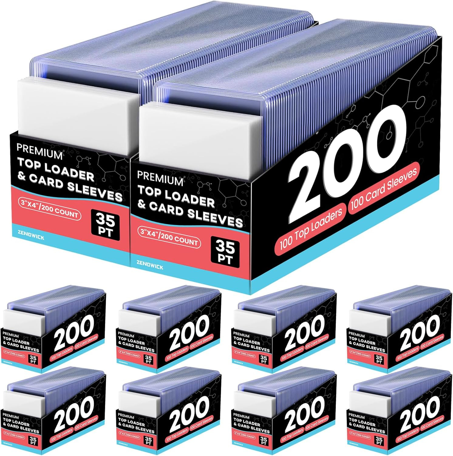2000 Card Sleeves Top Loaders for Cards, 3″ X 4″ Hard Plastic Toploaders, Baseba