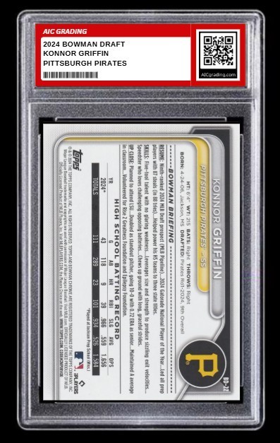 2024 Konnor Griffin 1st Bowman Draft Rookie Card RC #BD-22 Pirates Graded 10