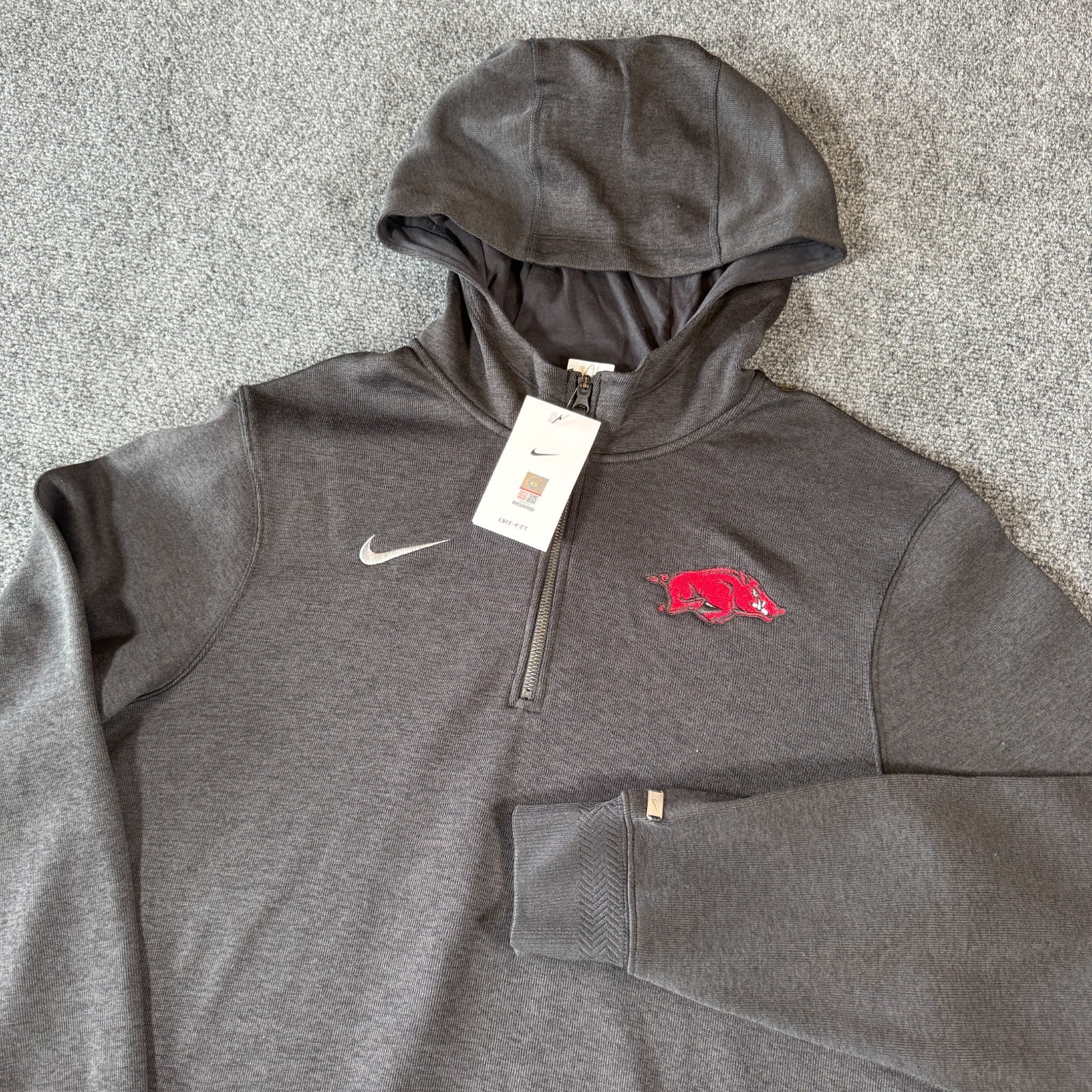Nike Arkansas Razorbacks Dri-FIT Coaches Hoodie Quarter Zip Mens Medium NWT