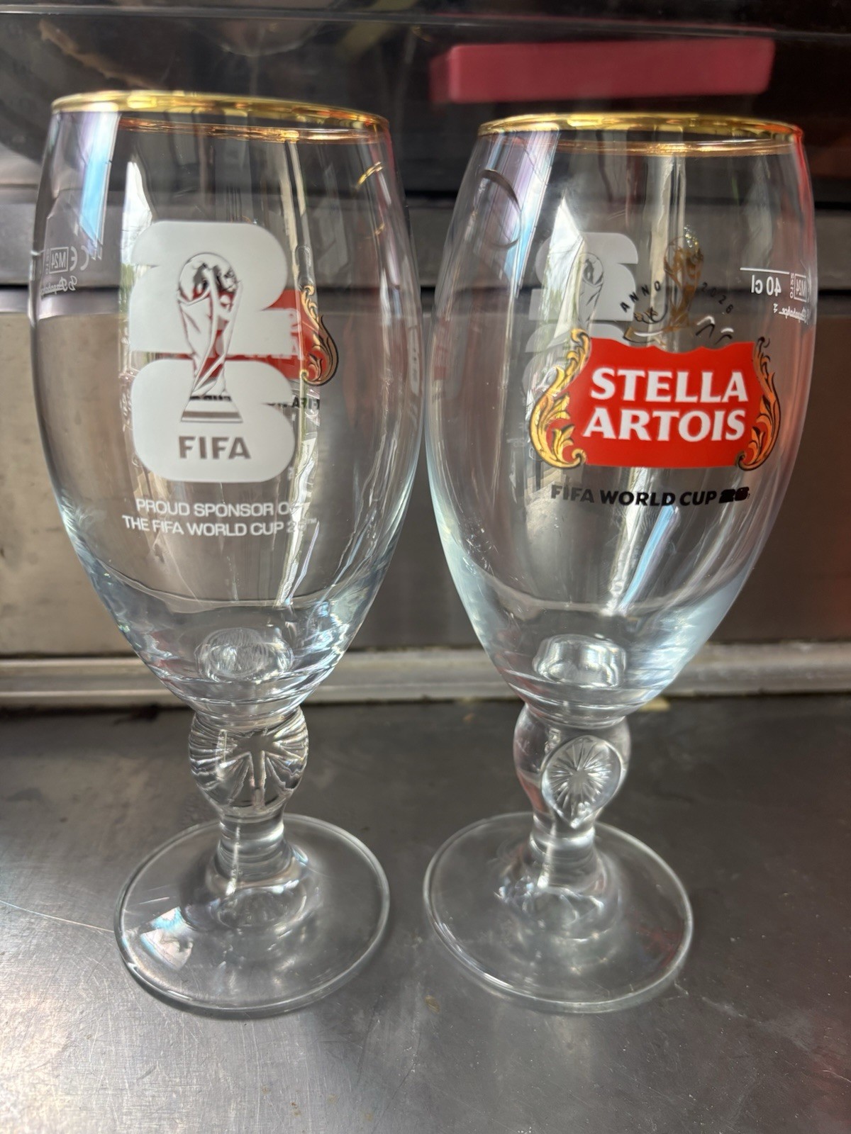 2026 FIFA World Cup Official Pair 2 Stella Artois Glass Goblet Limited Edition