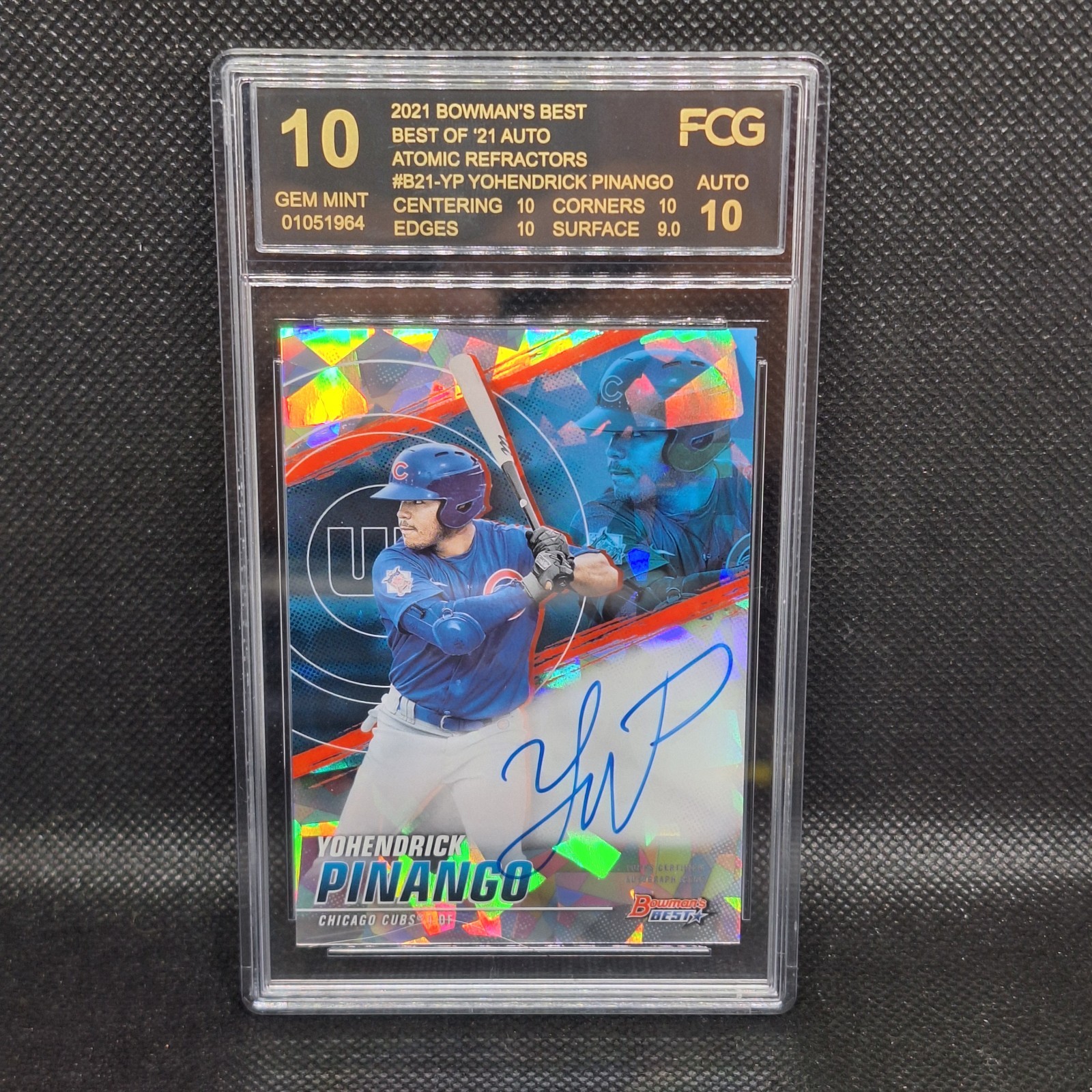 2021 Bowman’s Best Yohendrick Pinango Atomic Refractor Auto #/25 FCG 10 GEM MINT