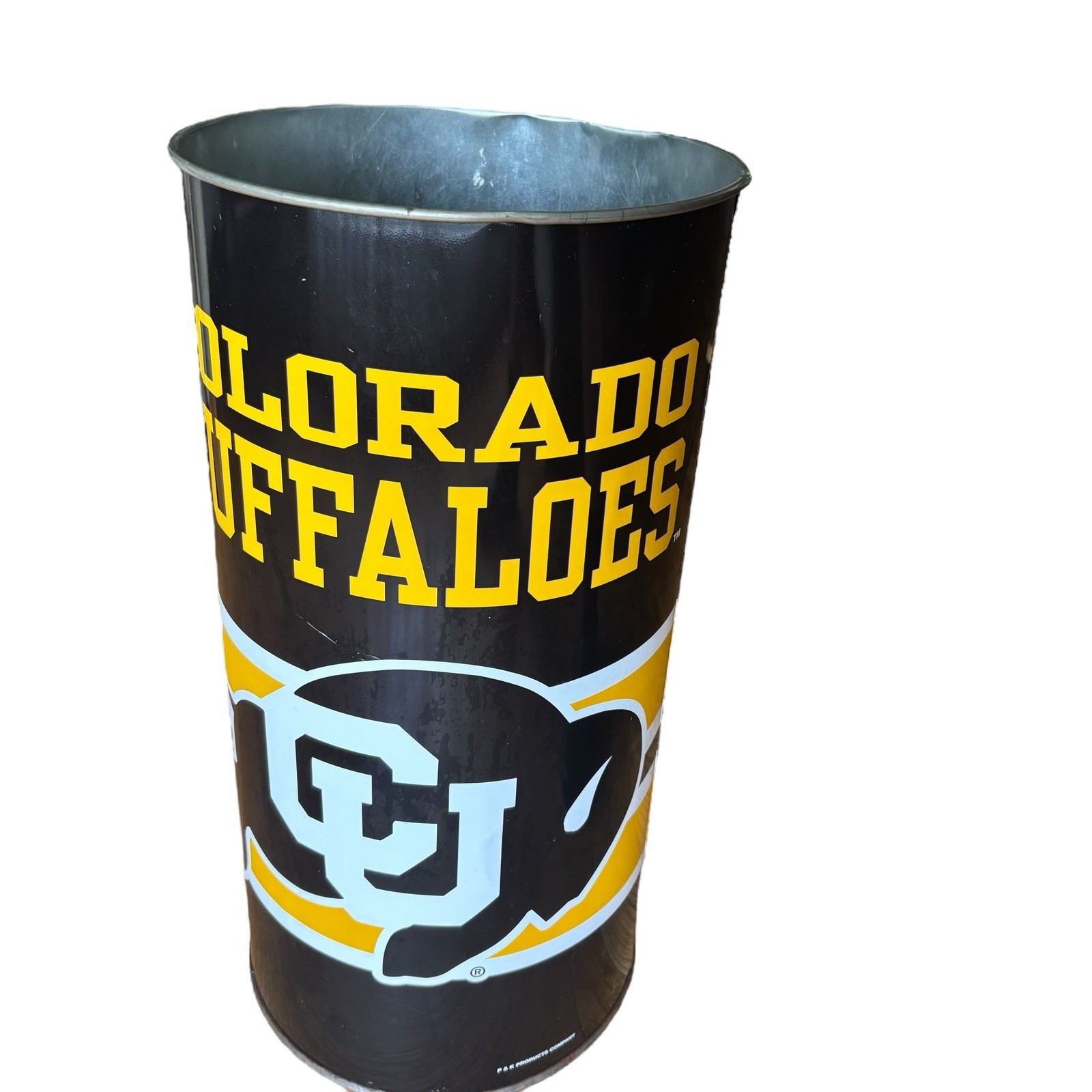 RARE Vintage 1980s Colorado Buffaloes Metal Garbage Trash Can 19.5″ tall HTF