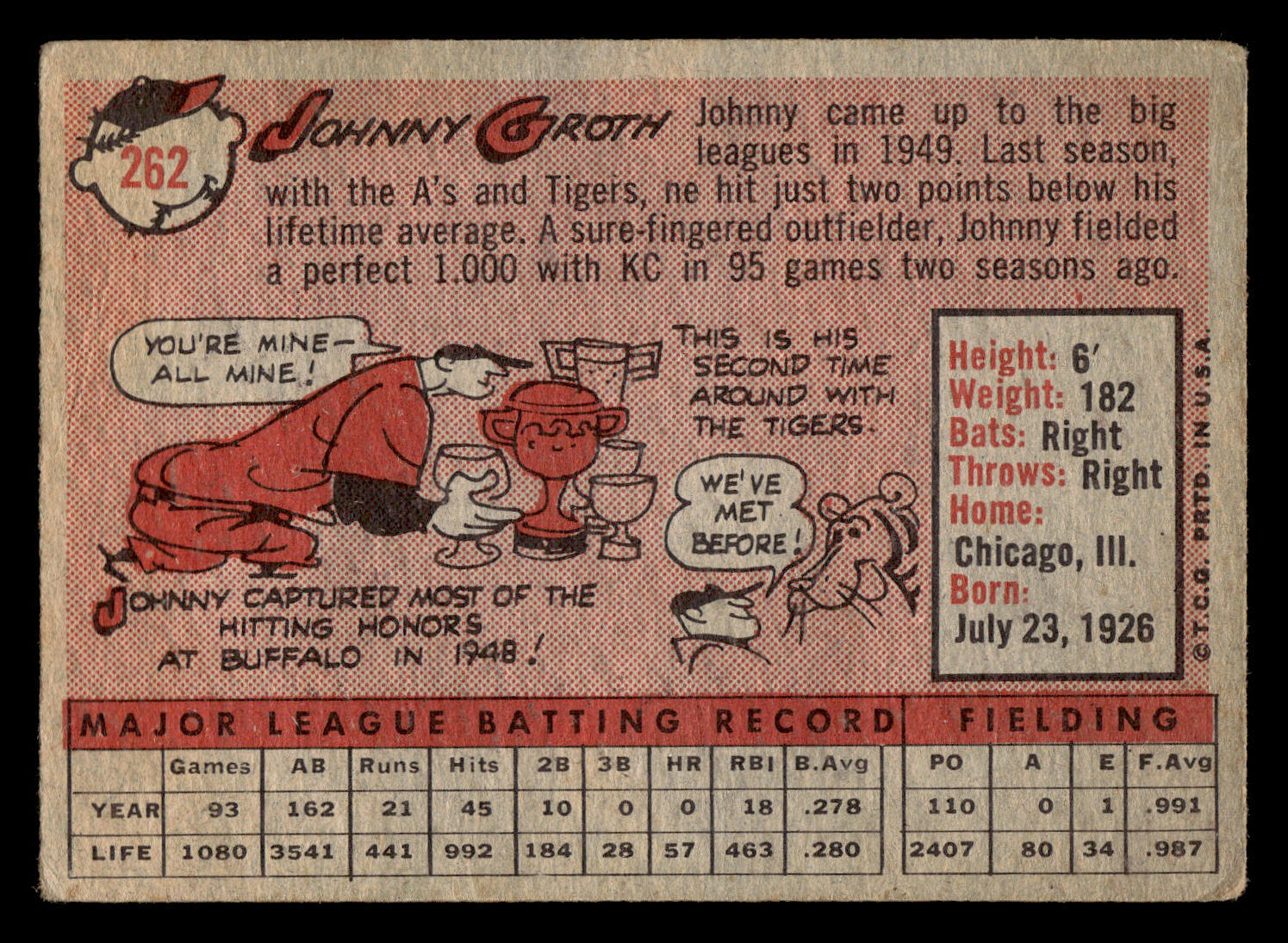 1958 Topps Johnny Groth #262