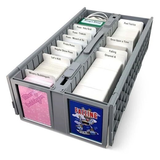 BCW 1600 Count Gray Plastic 2-Row Collectible Trading Card Bin with Hinged Lid