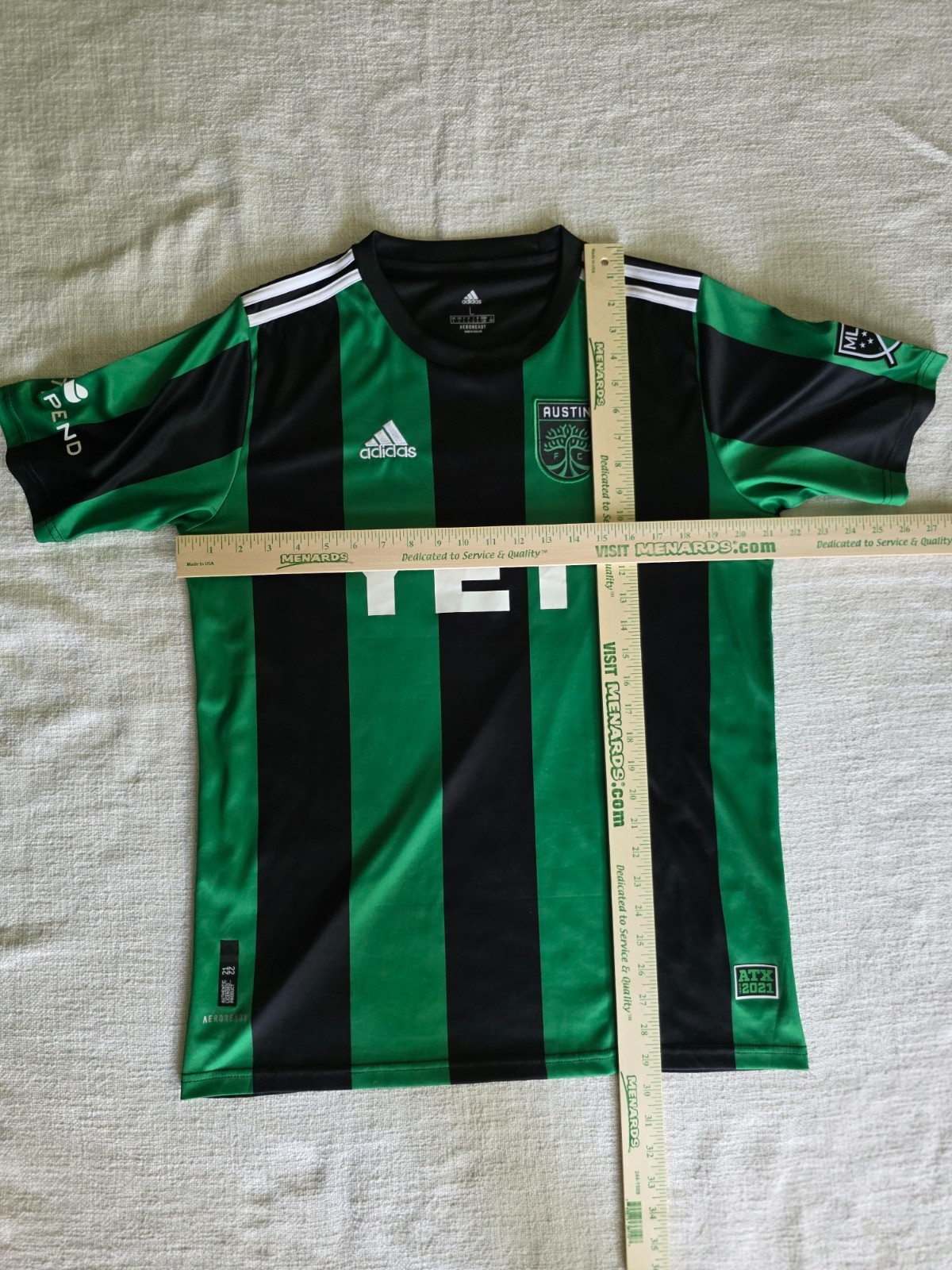 Adidas Austin FC Inaugural Home Jersey 2021-22 Men’s Large Black Green Striped M