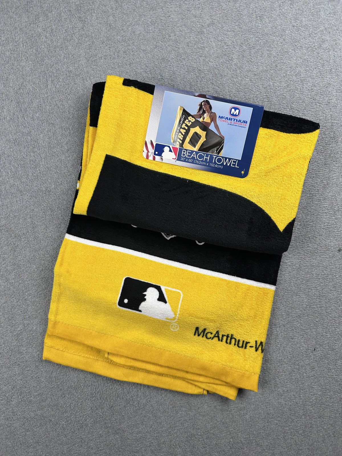 Pittsburgh Pirates Beach Towel One Size Yellow MLB Baseball McArthur Cotton NWT