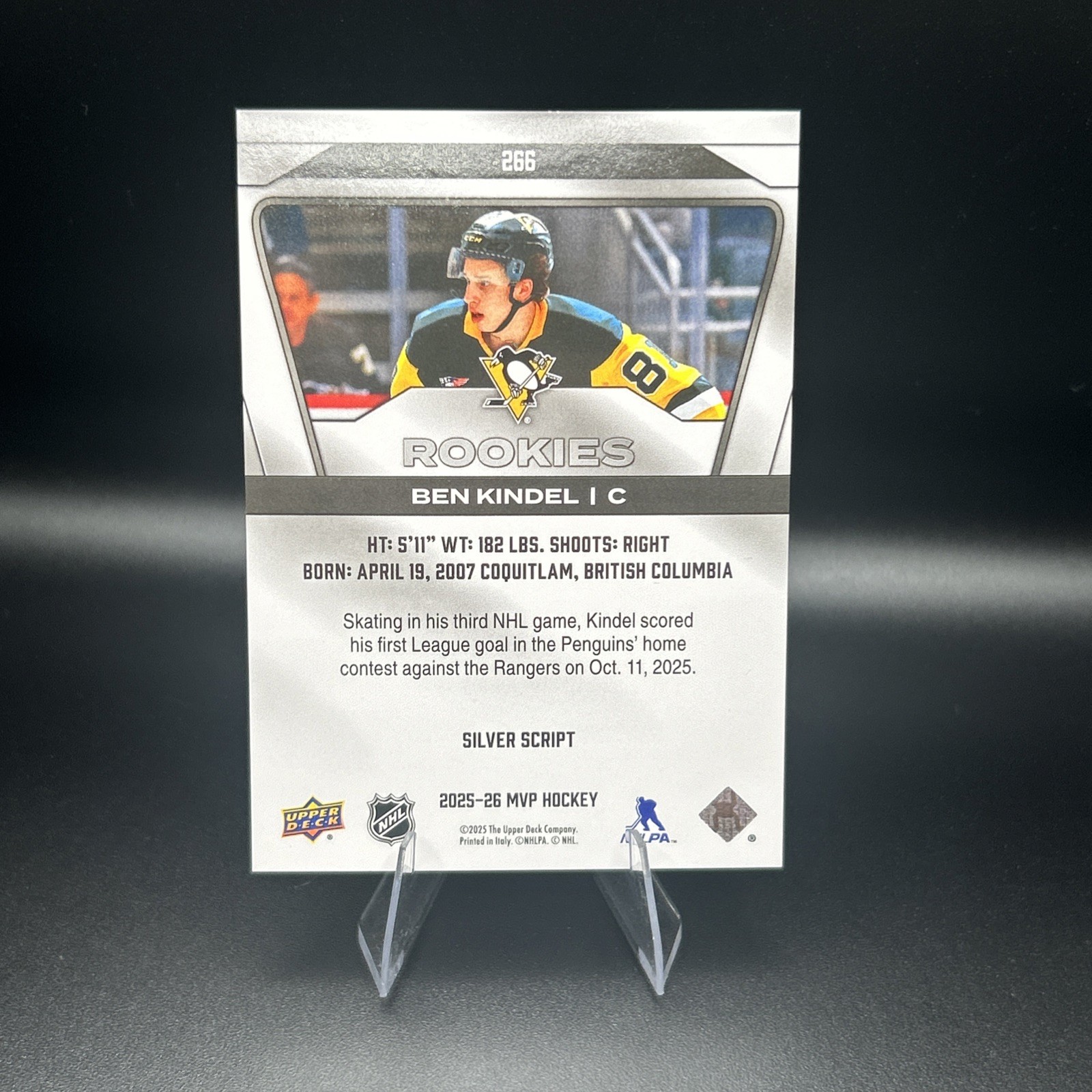 Ben Kindel 2025-26 Upper Deck MVP Silver Edition Silver Script RC