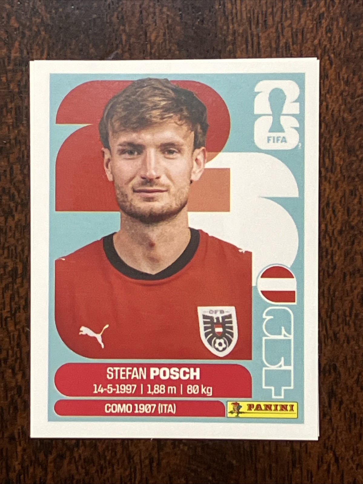 Panini FIFA World Cup 2026 Stefan Posch Austria AUT 7 Soccer Sticker Portrait