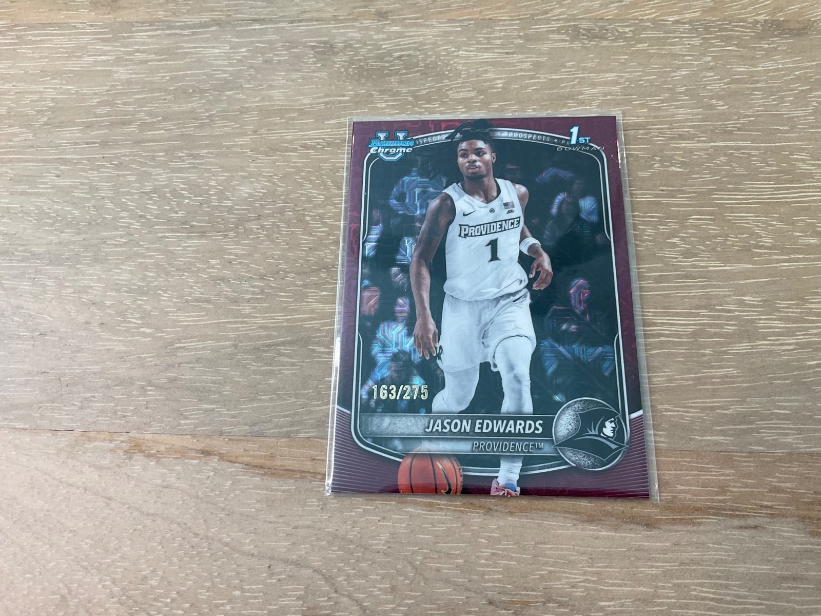 2025-26 Bowman Chrome Jason Edwards Burgandy Mojo Refractor /275 SP Providence