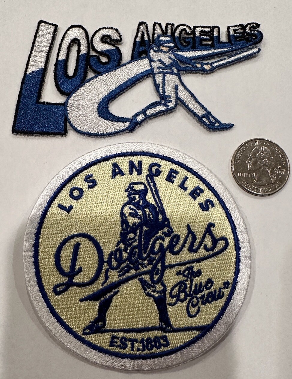 2-Los Angeles Dodgers embroidered iron on patches 4”x 2.5” & 3.5” X 3.5”