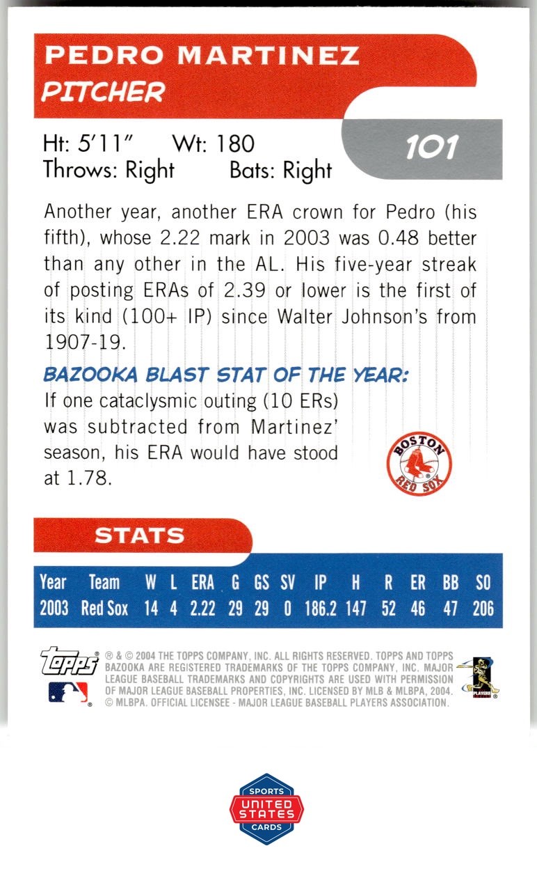 2004 Bazooka #101b Pedro Martinez Leg Up