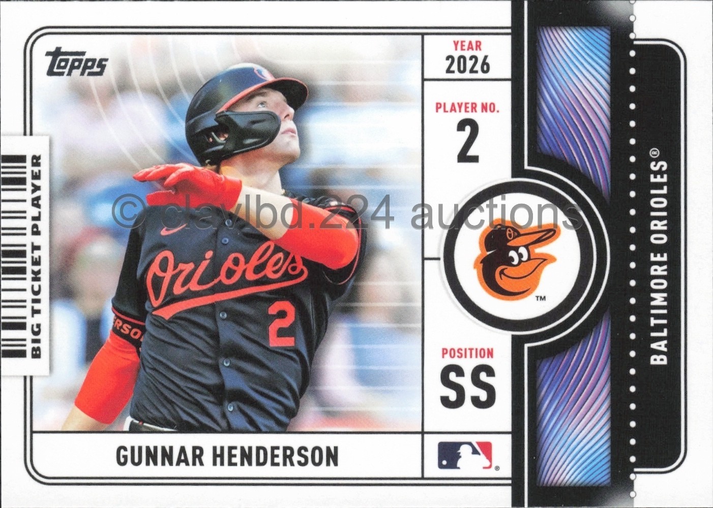 2026 TOPPS MLB – Gunnar Henderson – Big Ticket Player #BTP-4 Baltimore Orioles