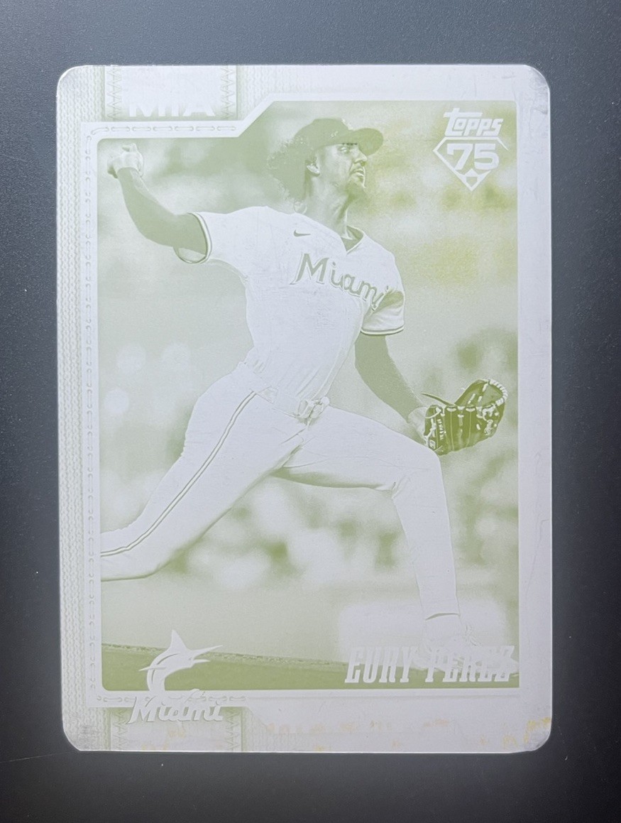 2026 Topps Series 1 Eury Perez Yellow Printing Plate 1 Of 1 Marlins SSP #285