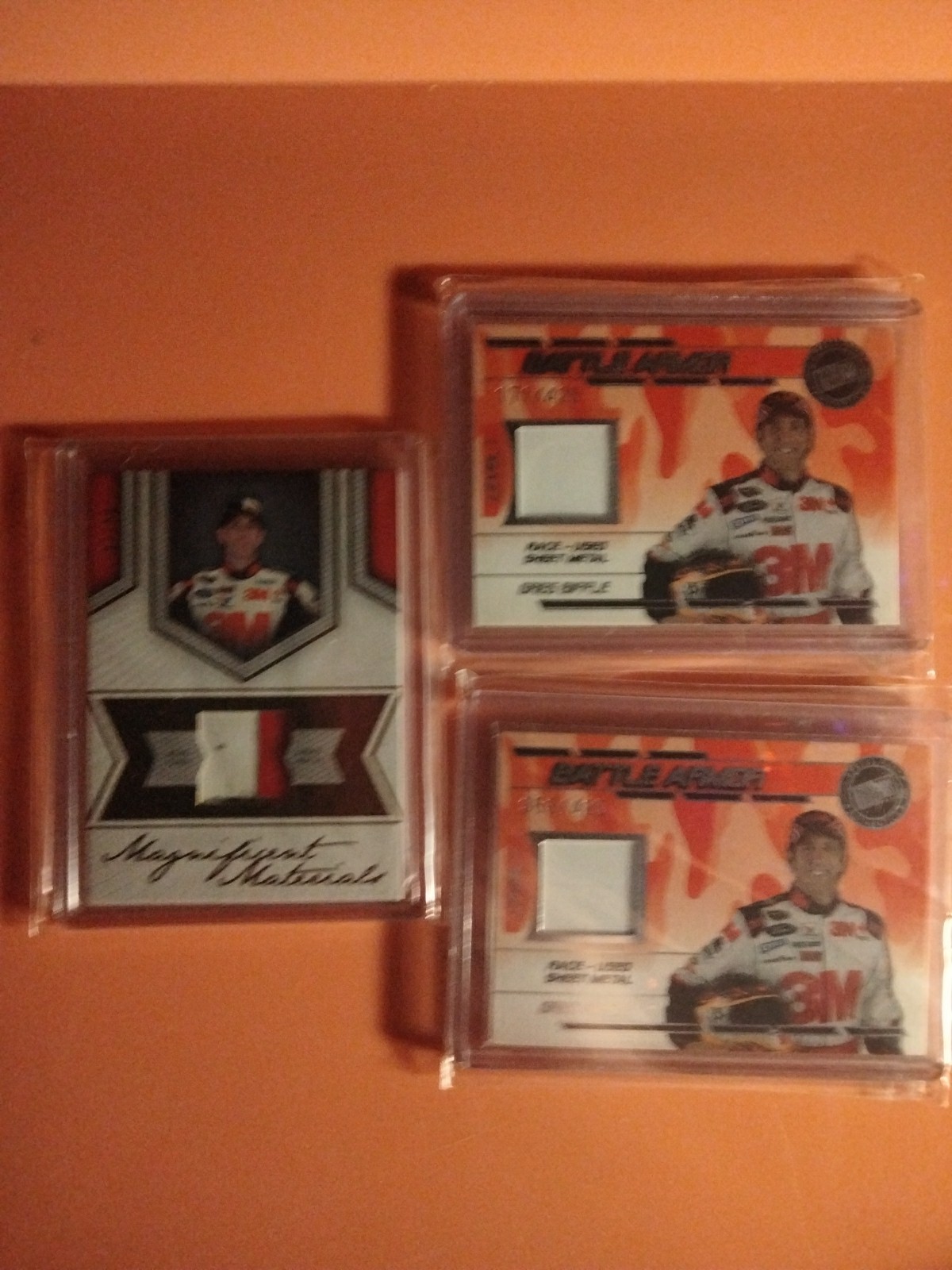 Greg Biffle 3-Card Race Used Sheet Metal Lot 2013 Fanfare /50 Red/White 2-Tone +