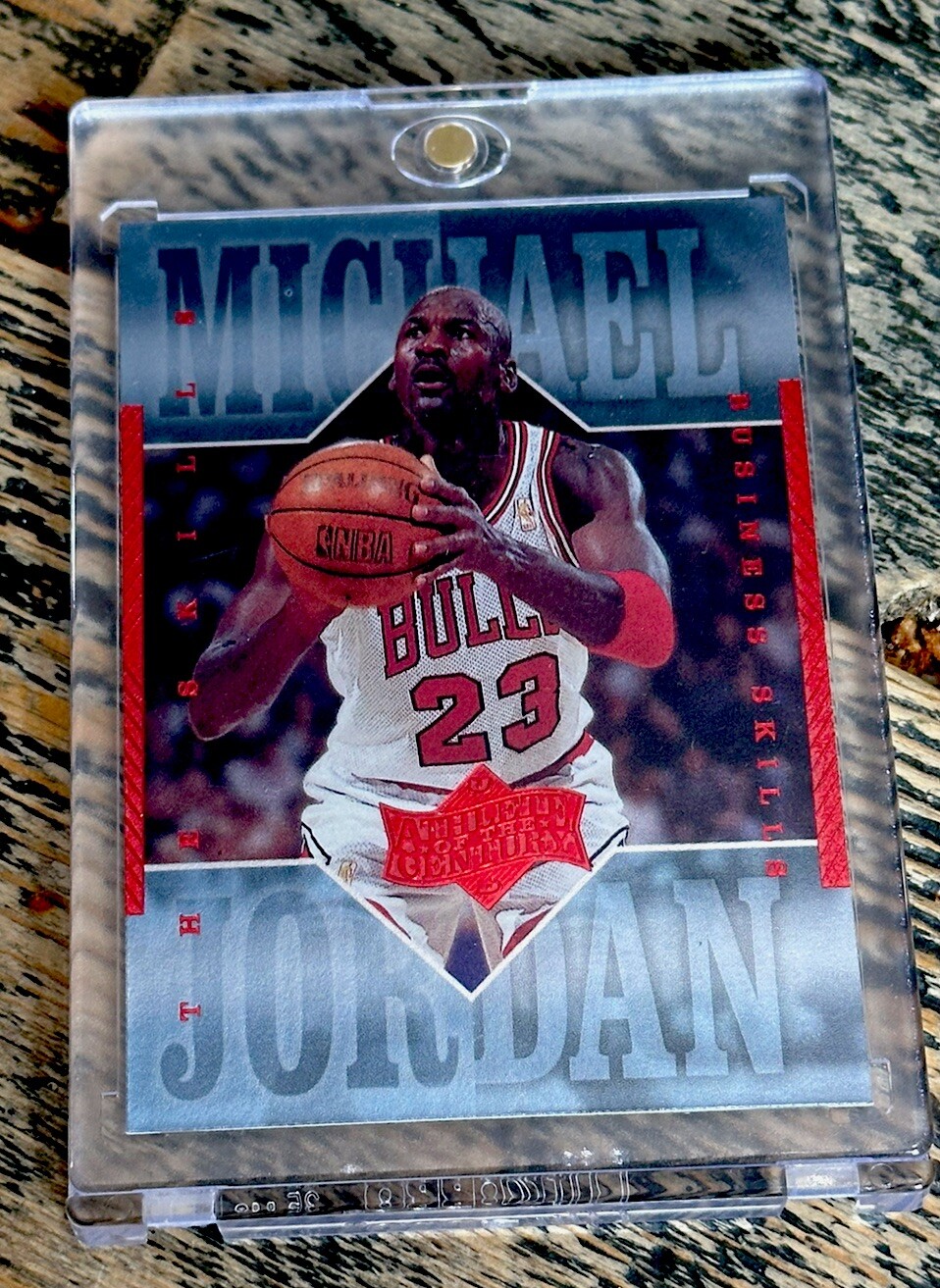 Michael Jordan Card Refractor RARE 90’s INSERT BLUE HOLO FOIL BULLS JERSEY #23