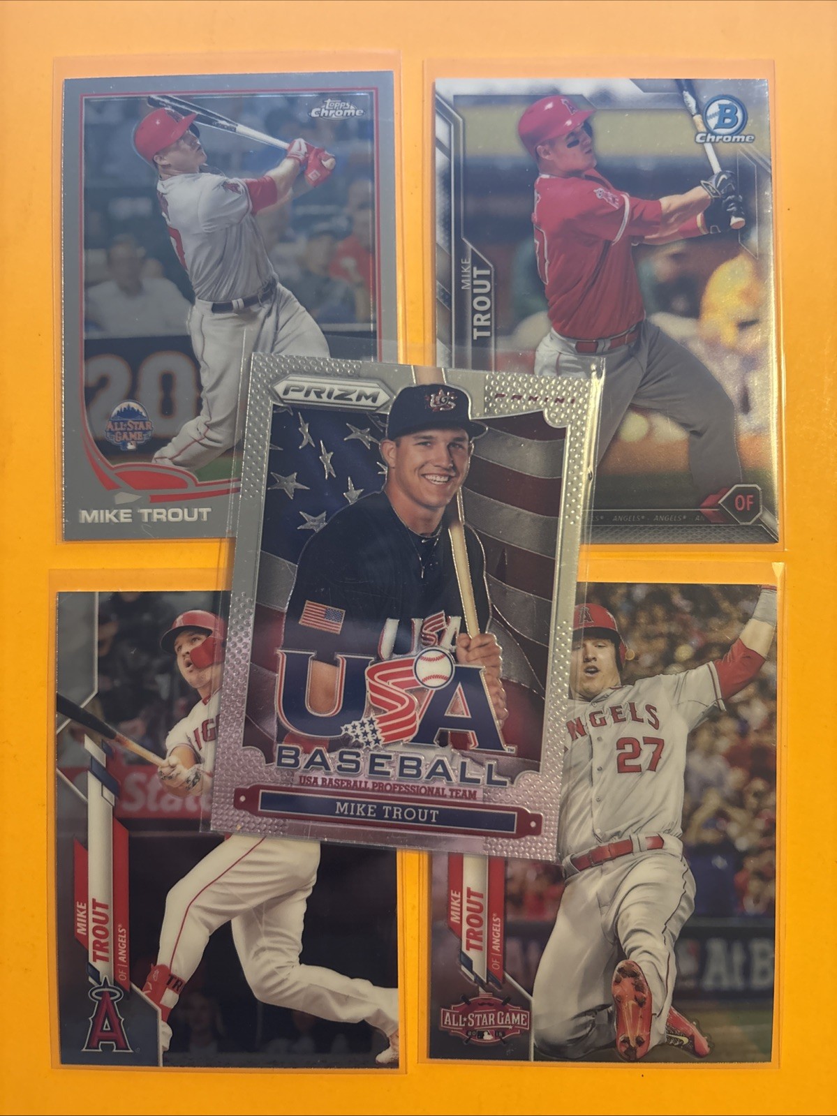 (5) MIKE TROUT (1) 2013 Prizm USA Baseball USA10 (1) 2013 Topps Chrome MB-9 +3