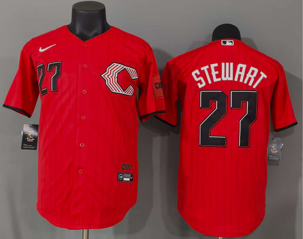 Cincinnati Reds Sal Stewart #27 Red 2026 City Connect Stadium Jersey Men’s S-3XL