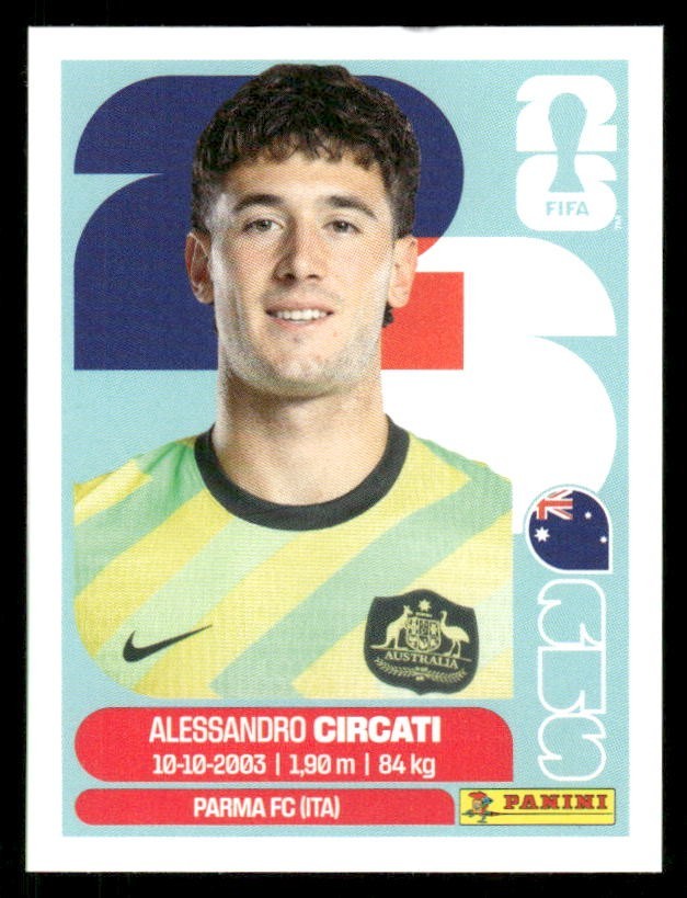 2026 USA Fifa World Cup Panini Sticker ALESSANDRO CIRCATI Australia AUS5