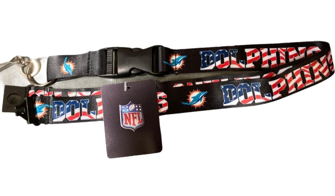 Celebrate USA 250 Years w/Miami Dolphins Lanyard Keychain USA Stars & Stripes