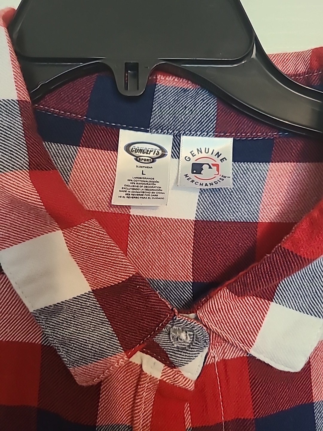 Washington Nationals MLB Button Up Flannel Shirt Size Large Adult with Pocket