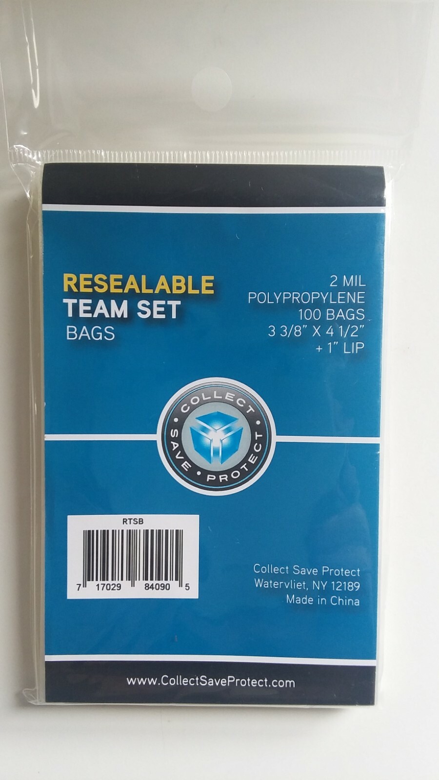 CSP Team Set Bags Protectors 100ct Pk Resealable No PVC NIP 3 3/8×4 1/2 + 1″ lip