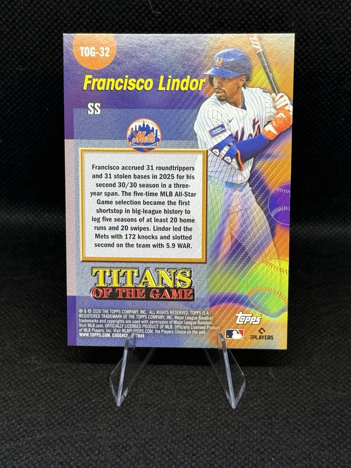 2026 Topps Series 2 Titans of the Game Francisco Lindor Gold 44/50