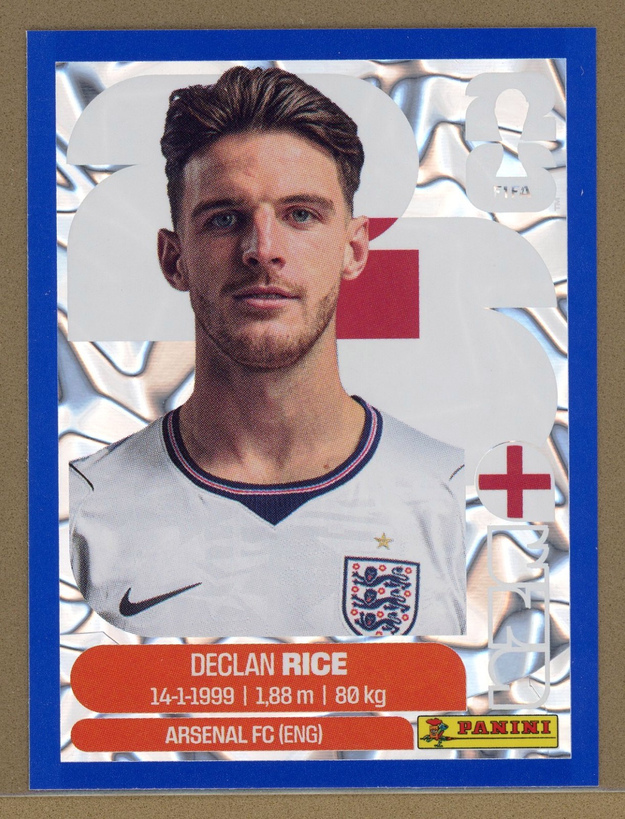 2026 Panini World Cup Soccer Online Exclusive Blue Crumple Declan Rice ENG 10
