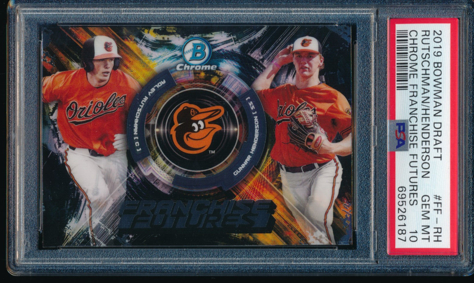 PSA 10 ADLEY RUTSCHMAN GUNNAR HENDERSON 2019 Bowman Chrome F Futures RC GEM MINT