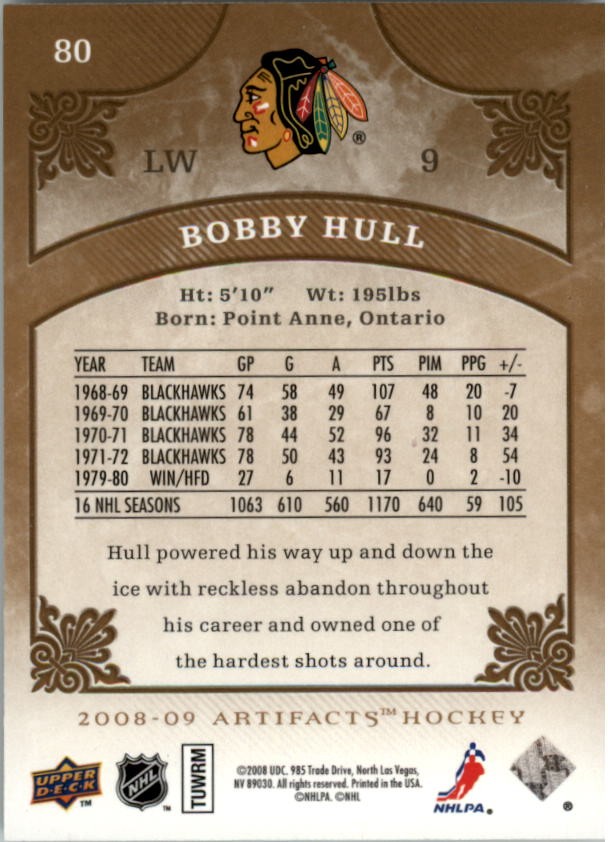 2008-09 Artifacts #80 Bobby Hull – HKY