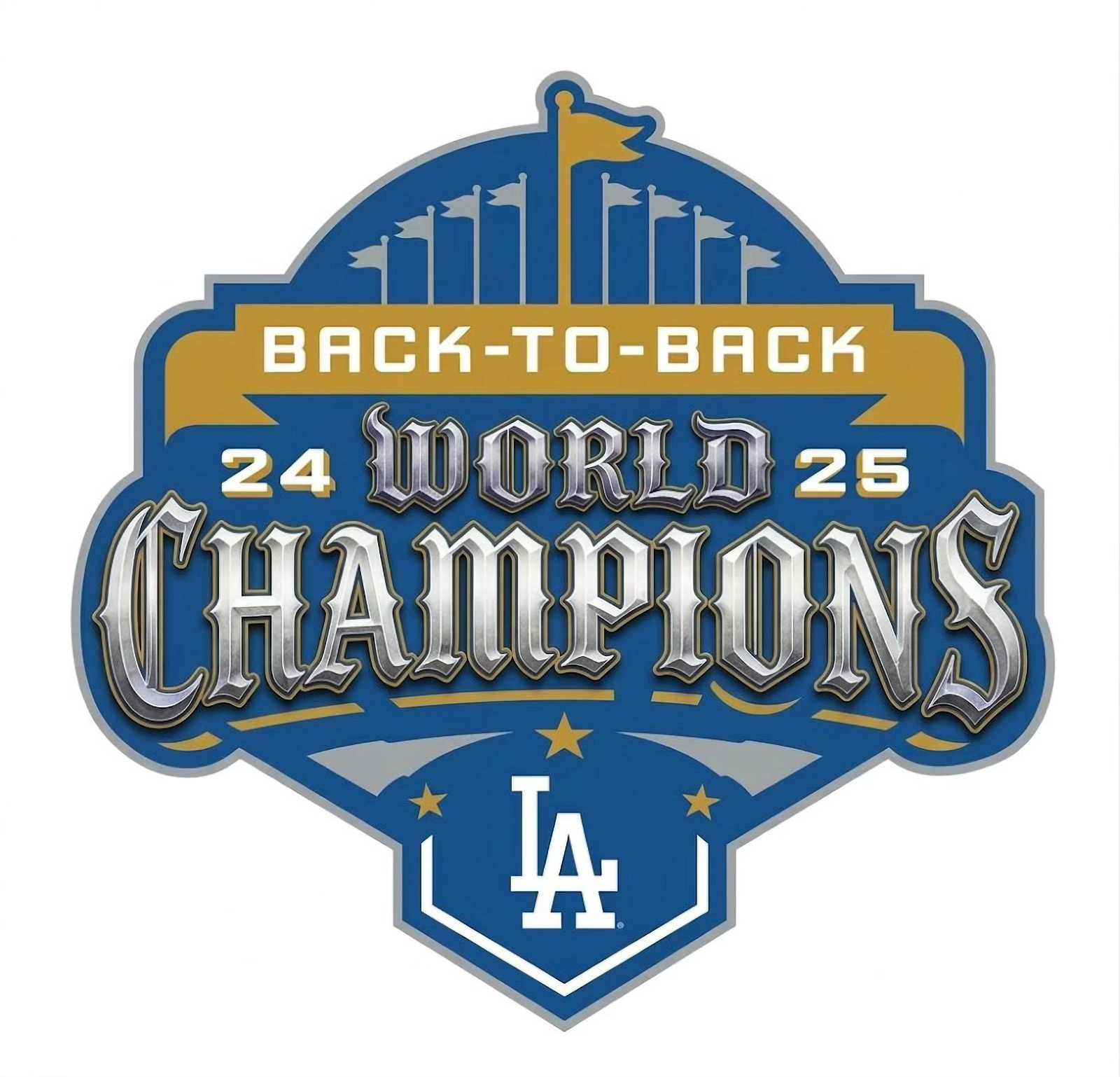 LA Dodgers MLB World Series Champions Back to Back Window Decal Sticker 5″ – 12″
