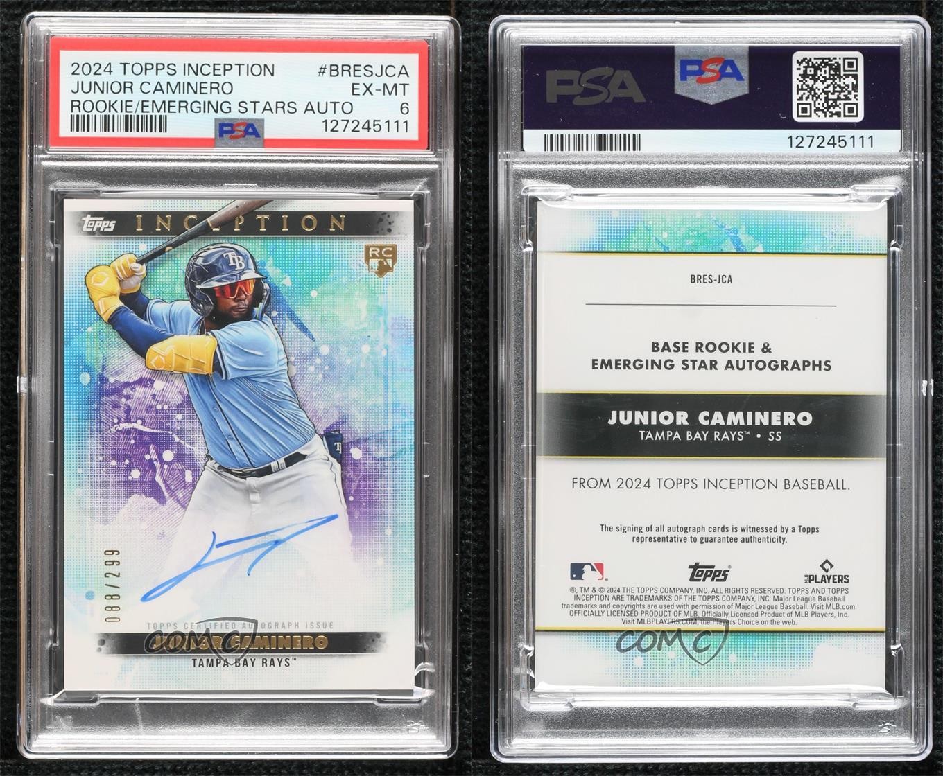 2024 Inception Base Rookie and Emerging Stars /299 Junior Caminero Auto RC 1gs7