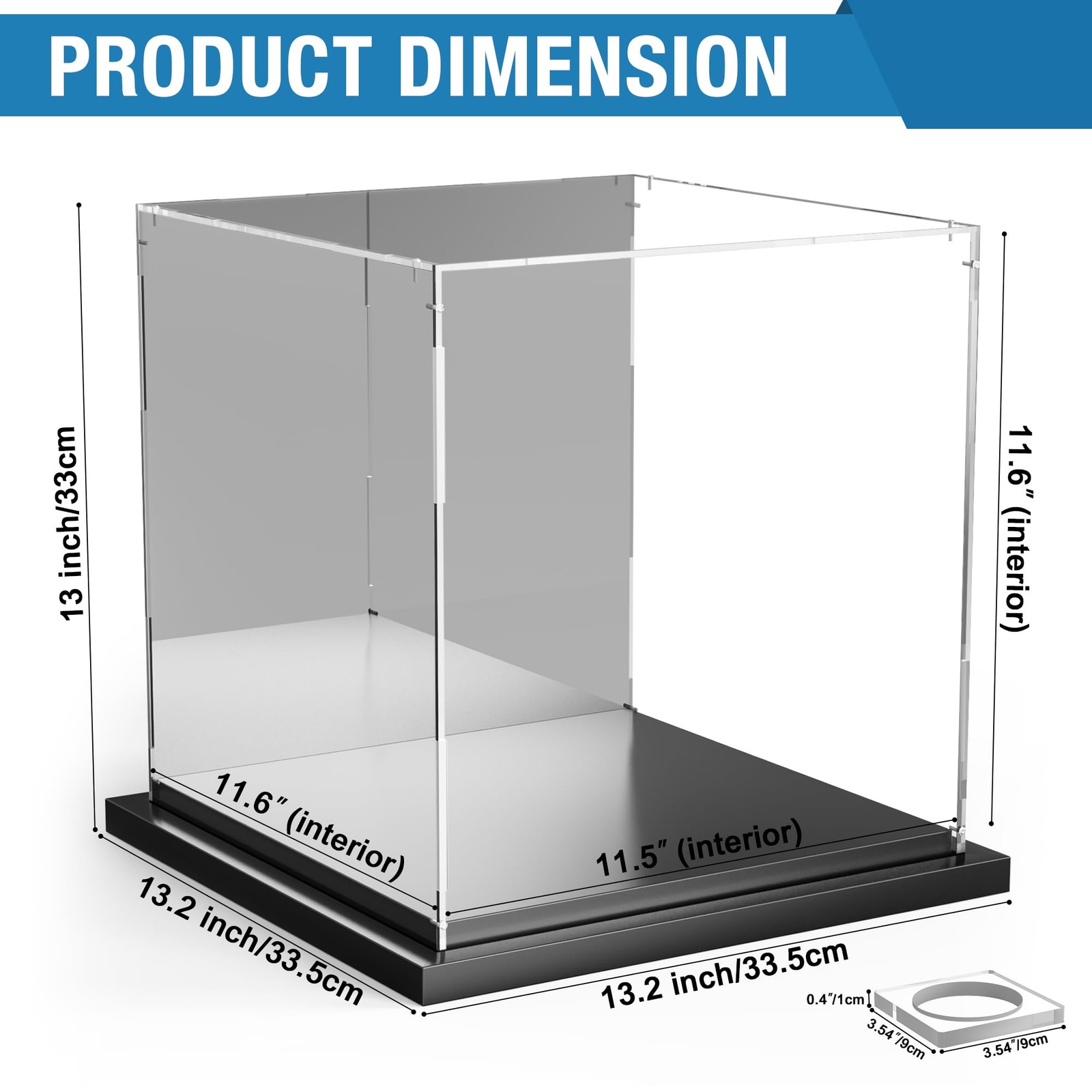 Basketball Display Case with Mirror Back and Black Metal Grooved Base Acrylic Ba