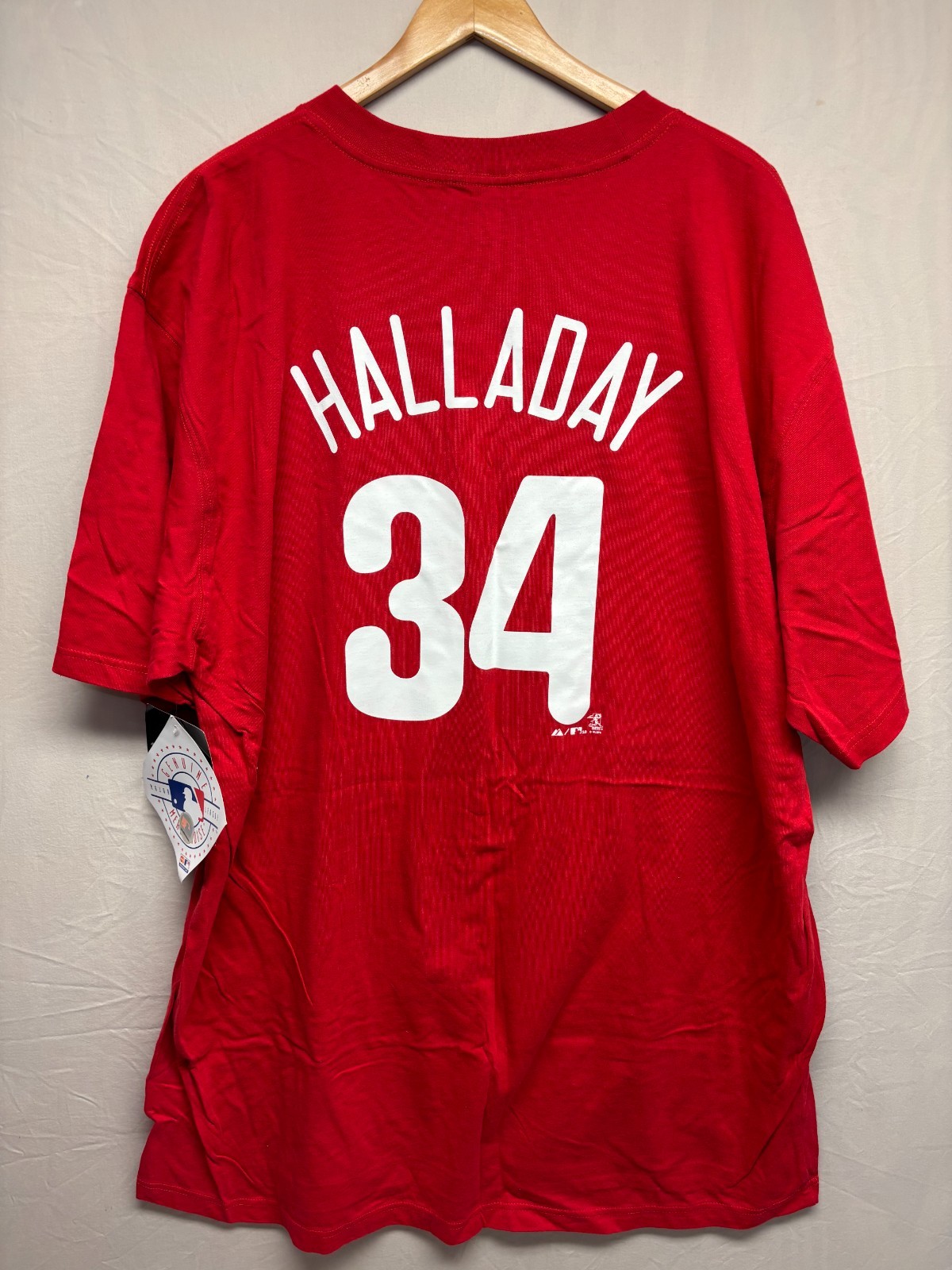 Philadelphia Phillies Majestic Shirt Mens Red Short Sleeve XXL Tall Halladay