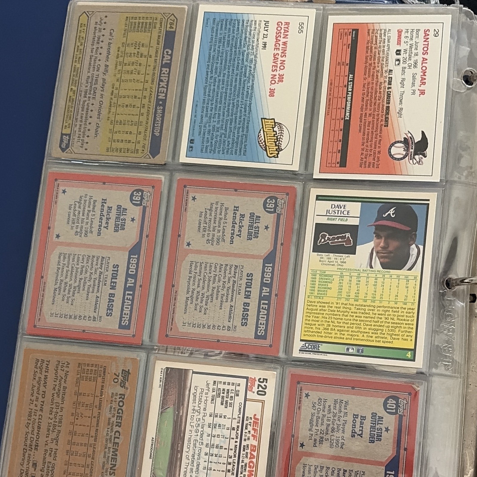 Topps 1991 MLB All-Star 9-Card Lot Mattingly Schmidt Henderson Ryan Boggs