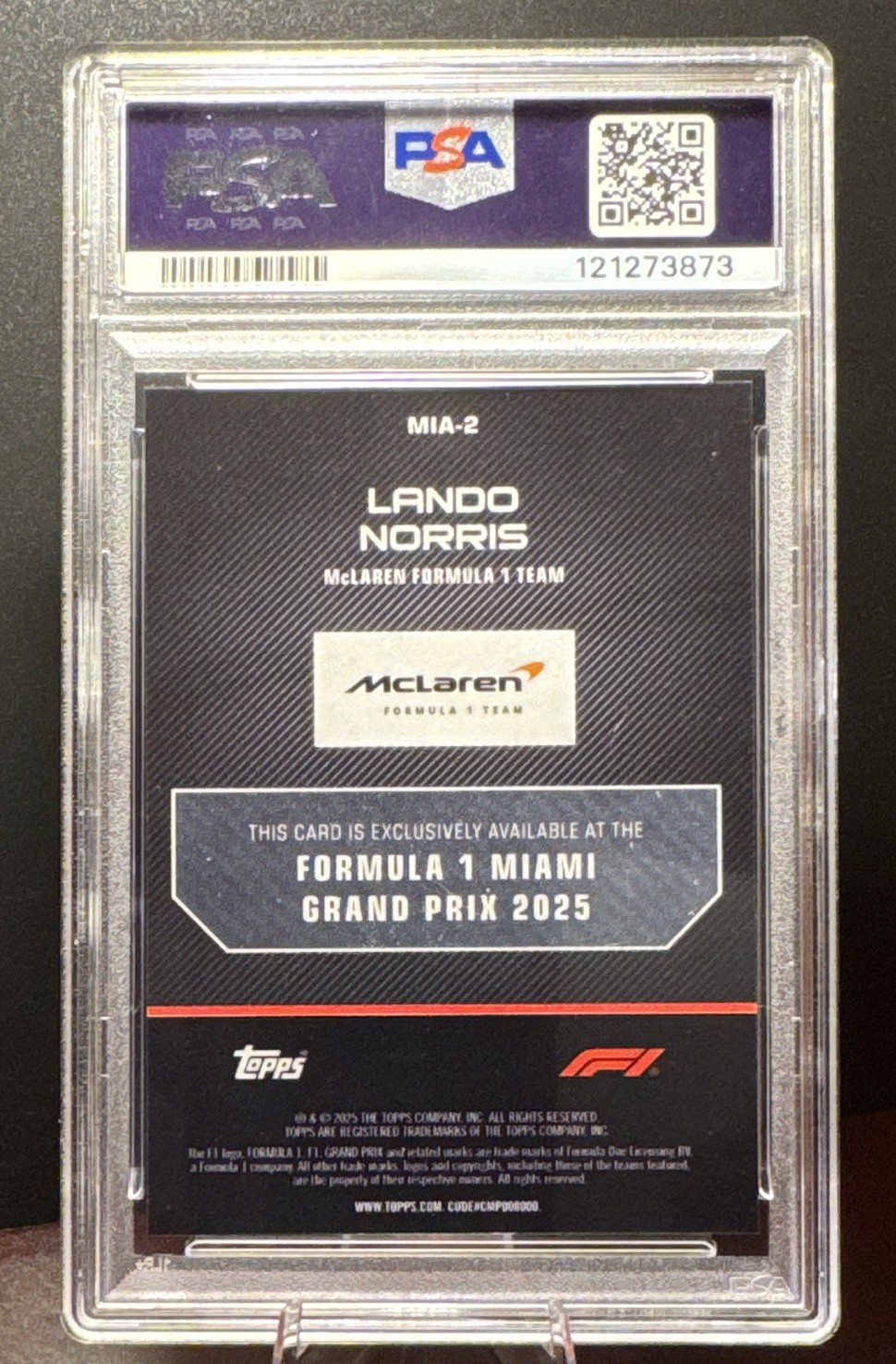 Topps Formula 1 Lando Norris McLaren Miami GP 2025 MIA-2 PSA 10 POP 2