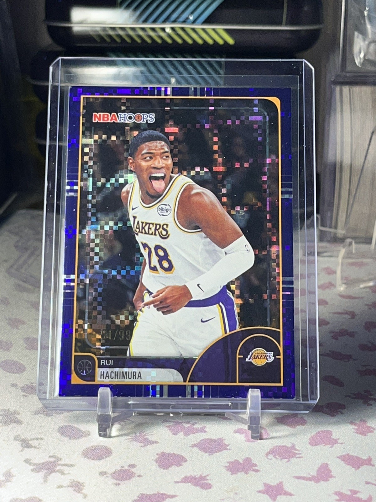 2025-26 Topps NBA Hoops Rui Hachimura Purple Pixel Burst /99 Lakers #1 LAL