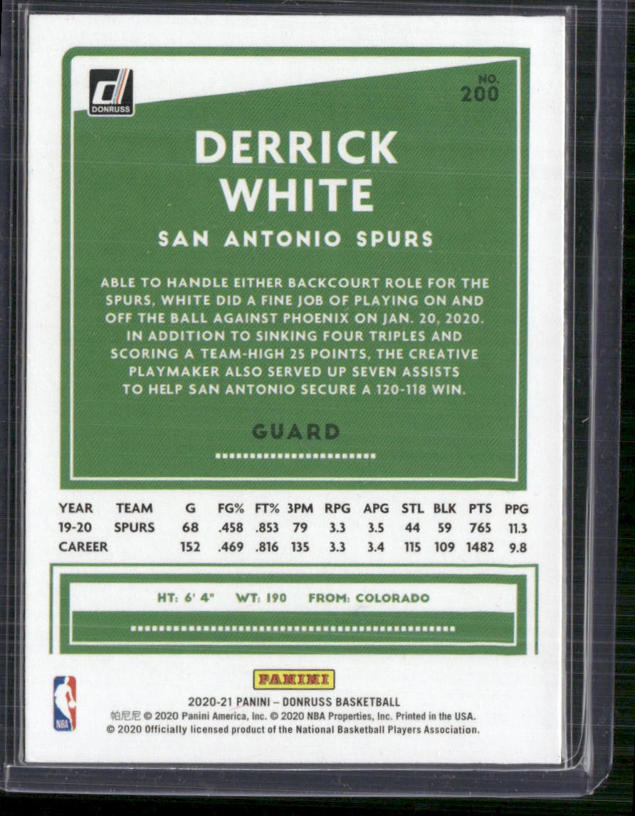 2020-21 Donruss #200 Derrick White Holo Green and Yellow Laser