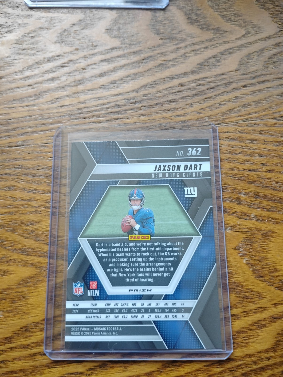 Panini 2025 Mosaic Football Jaxson Dart RC Purple Mosaic Prizm #362 Giants
