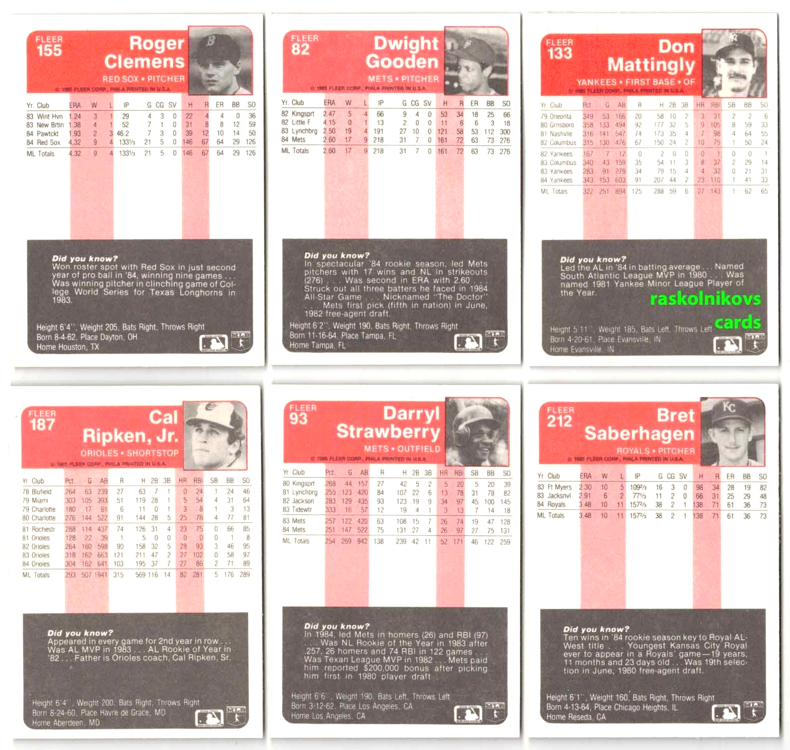 1985 FLEER Baseball #1-220 Complete Your Set $2 or 2 Card Minimum YOU PICK!