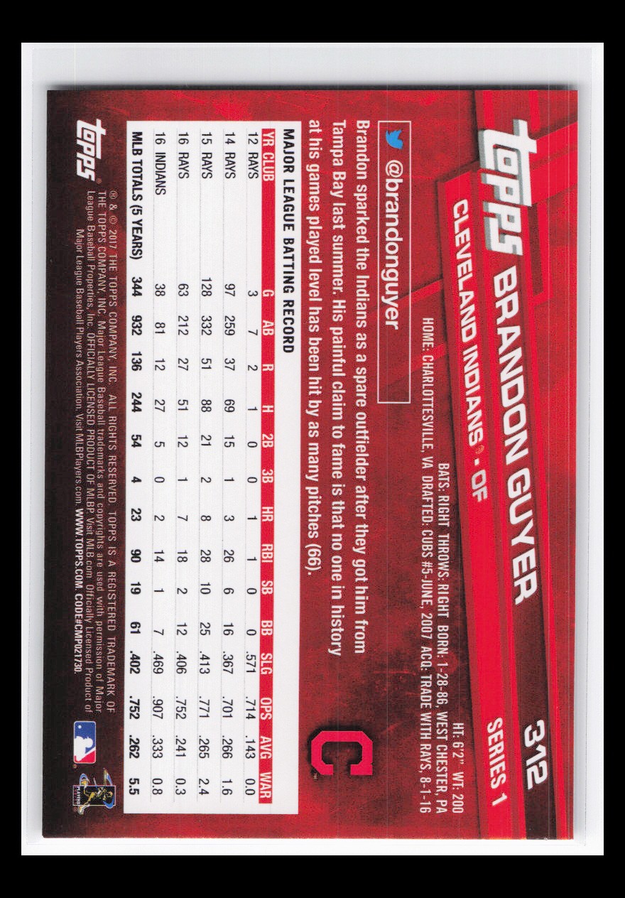 2017 Topps #312 Brandon Guyer