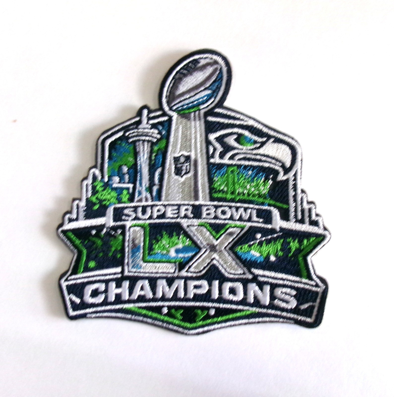 LOT OF (2) SEATTLE SEAHAWKS LX CHAMPIONS SUPER BOWL PATCHES (TYPE J) ITEM # 102E