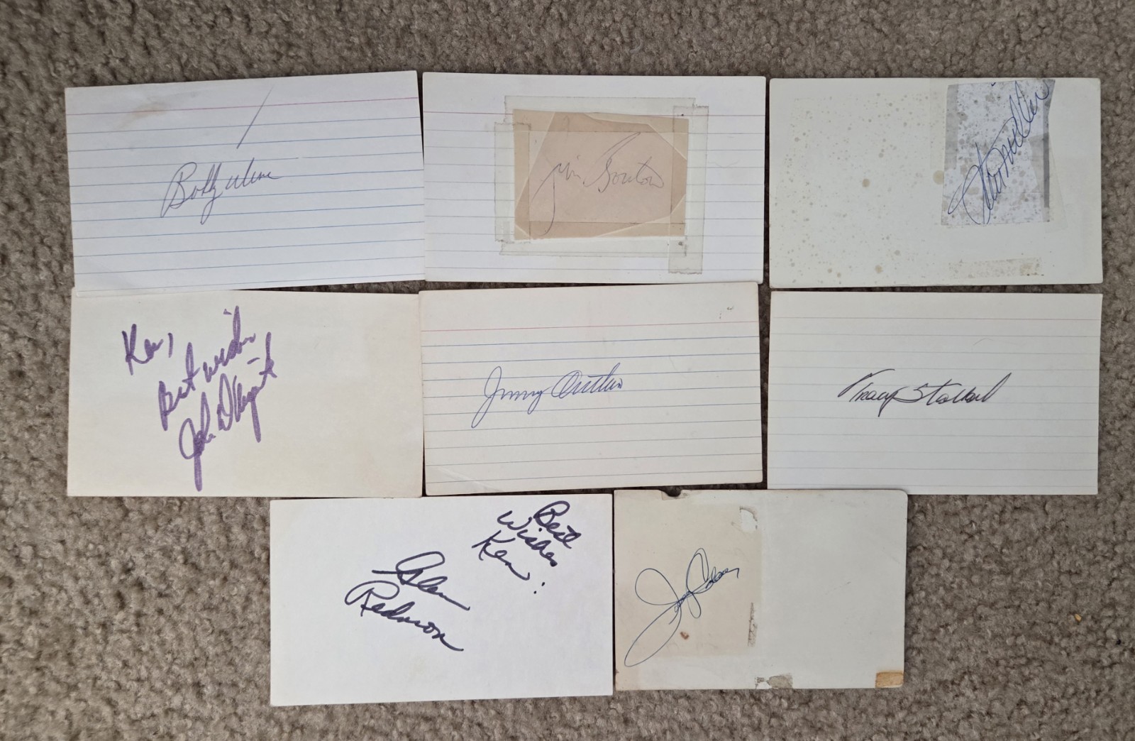 Lot Of 8 MLB Signed Index Cards Autograph Stu Miller, Jim Bouton,Tracy Stallard