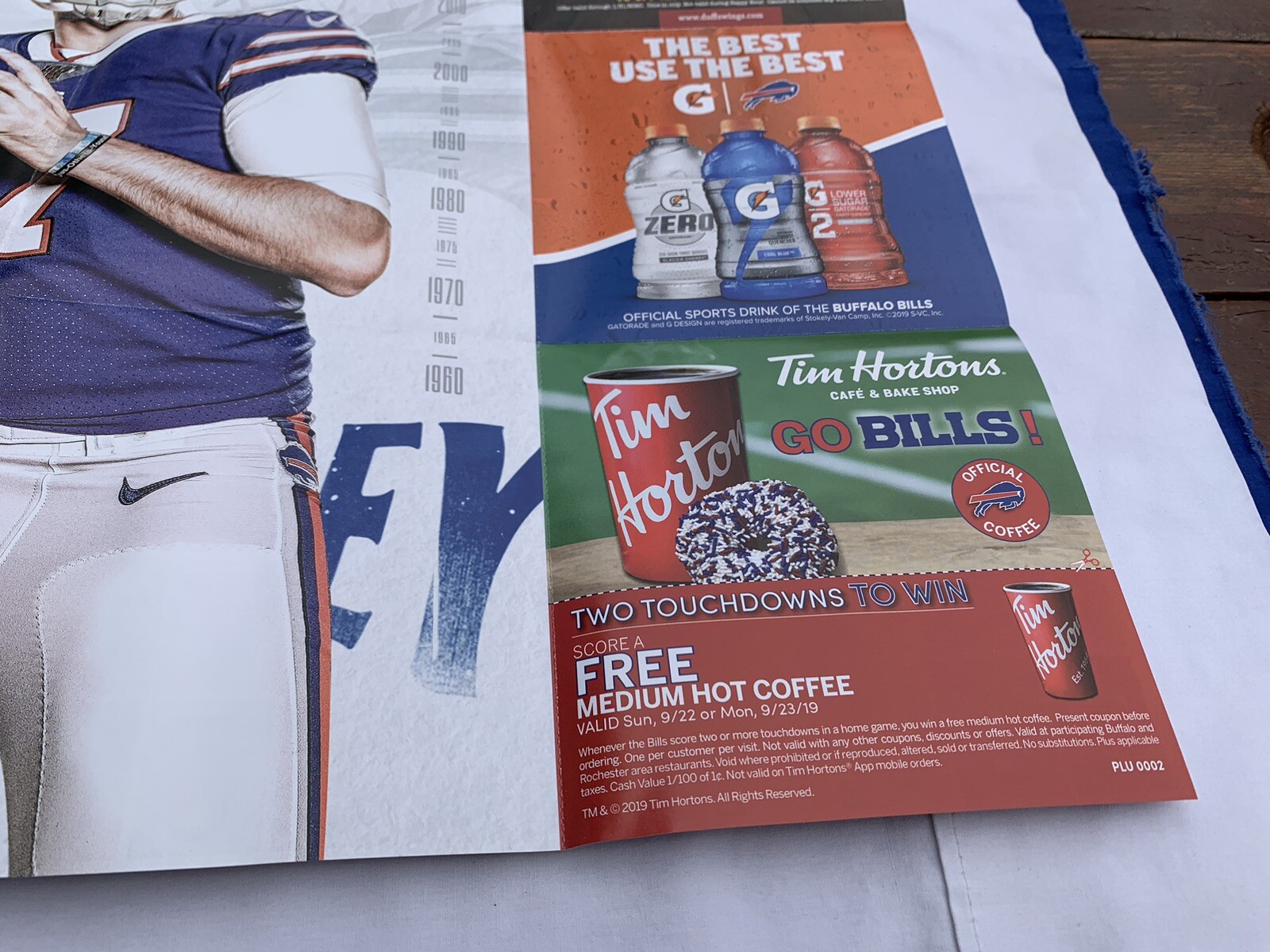 Sept 22 2019 Buffalo Bills Cincinnati Bengals Game Day Program 60 Year Towel MVP
