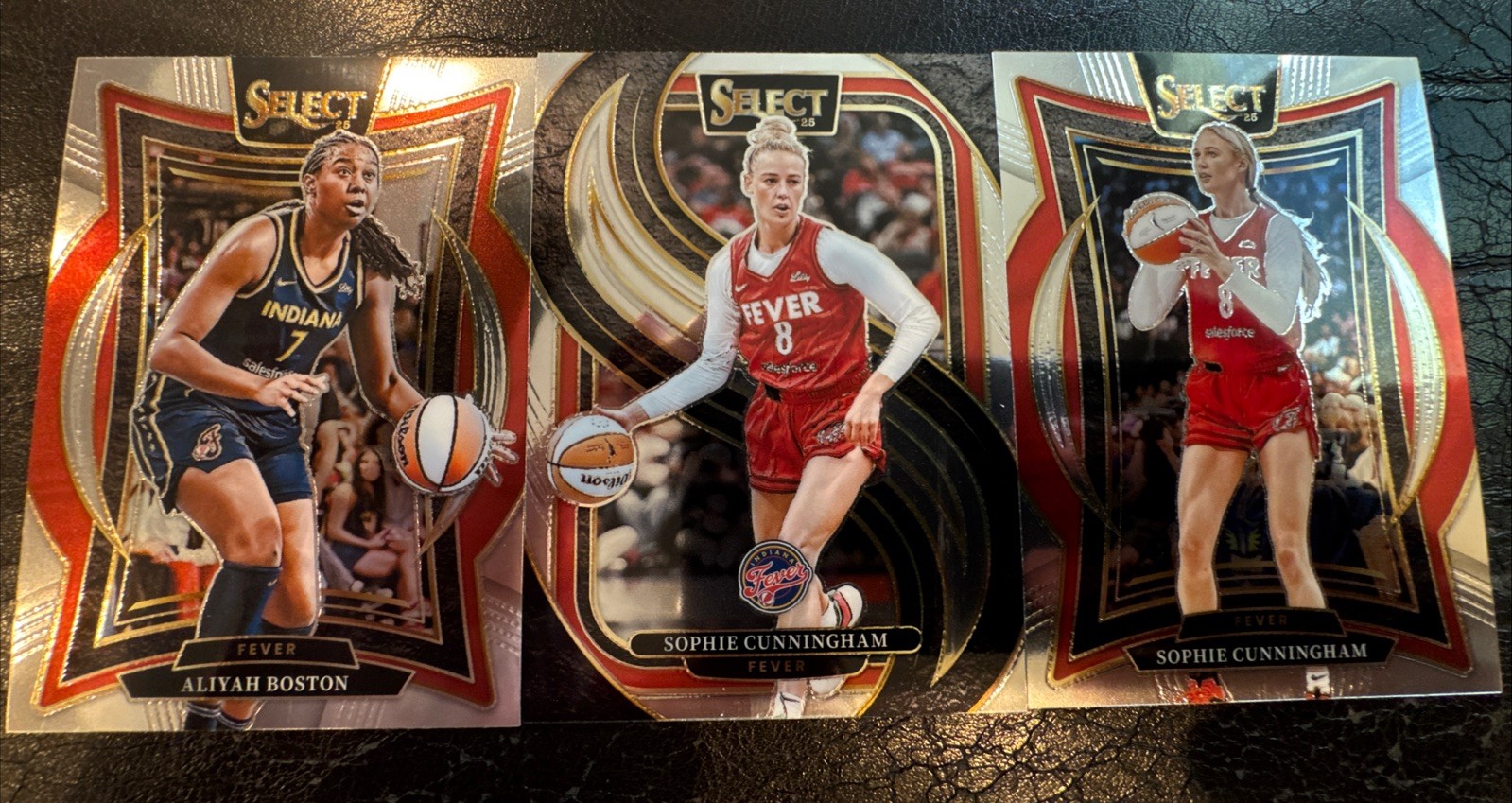 2025 Panini Select WNBA 3 Card Fever Lot Sophie Cunningham (2) + Aliyah Boston
