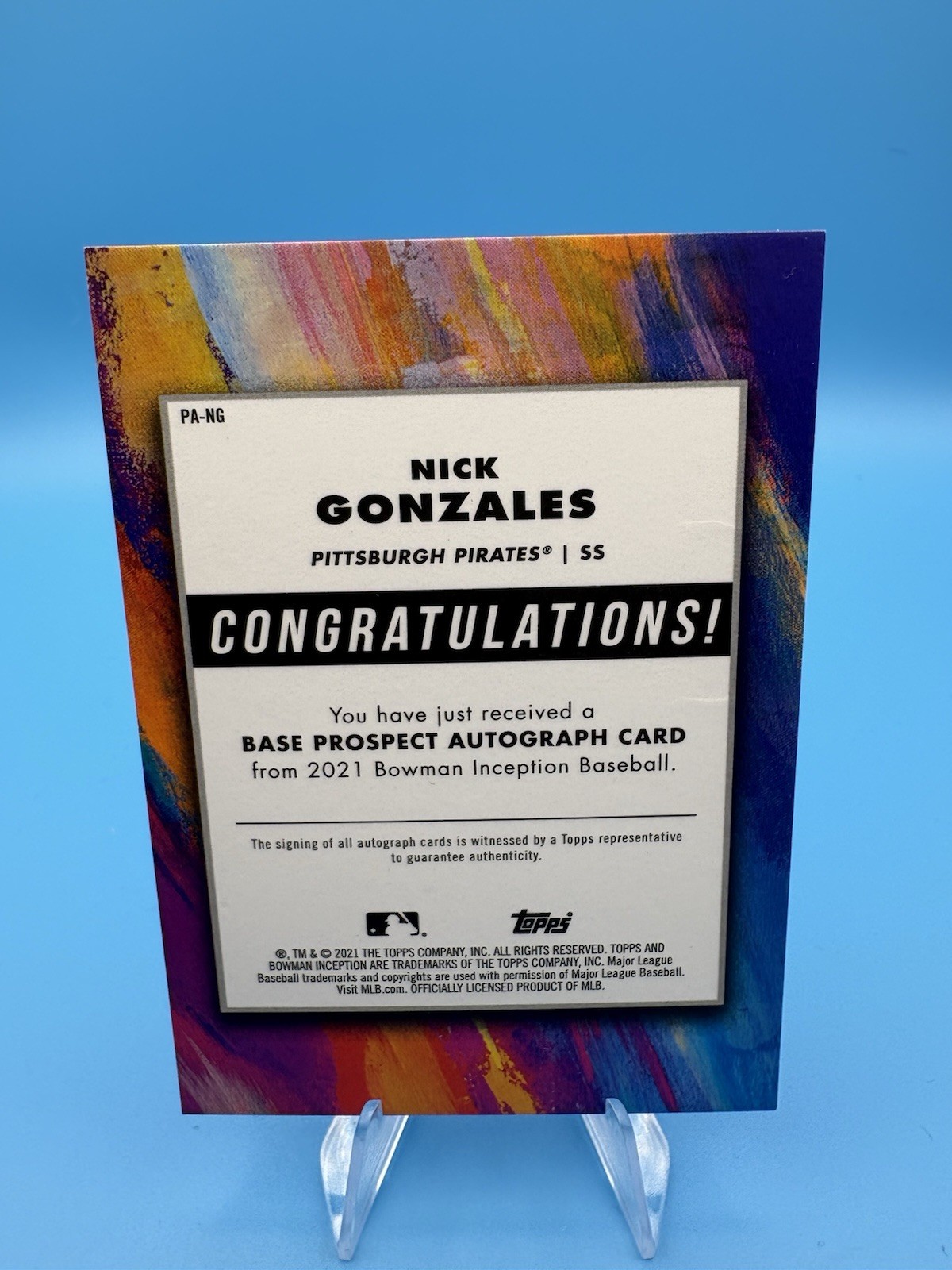 2021 Bowman Inception – Inception Autographs Nick Gonzales #PA-NG /200 (AU, RC)