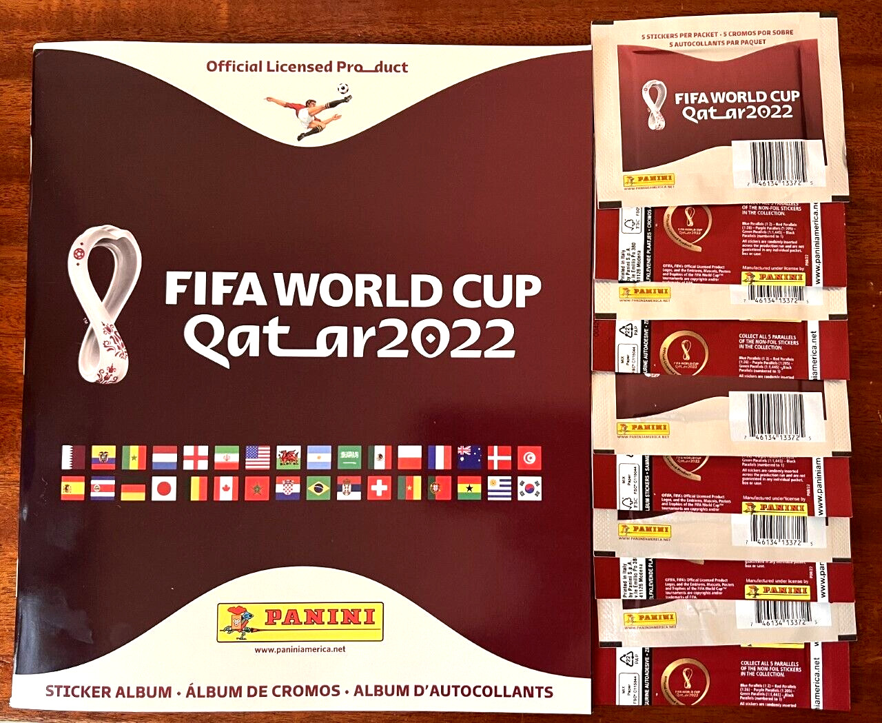 2022 PANINI FIFA WORLD CUP QATAR SOCCER STICKER ALBUM W/ 10 SEALED STICKER PACKS