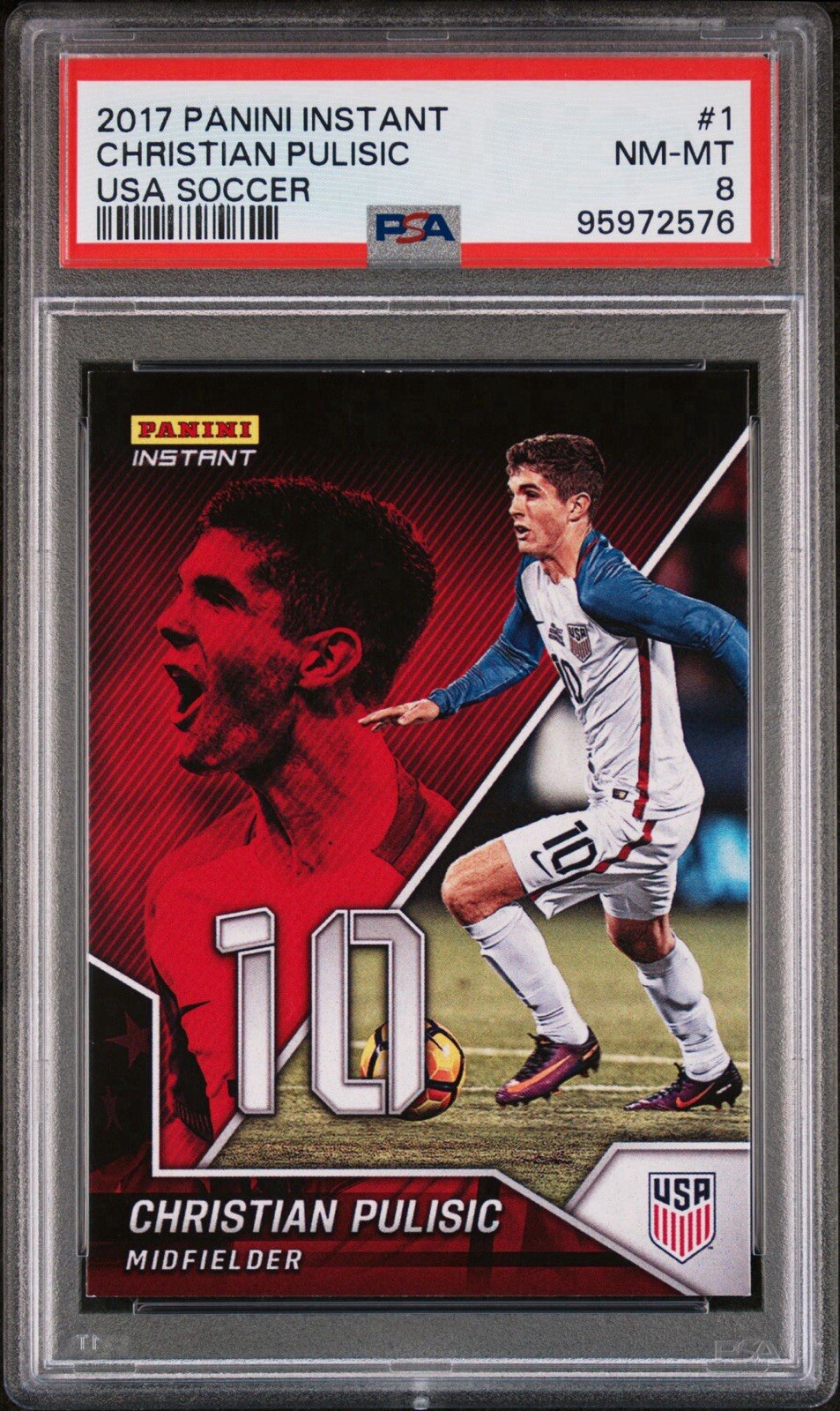 2017 Panini Instant Print Run /200 Christian Pulisic #1 SP Rookie PSA 8