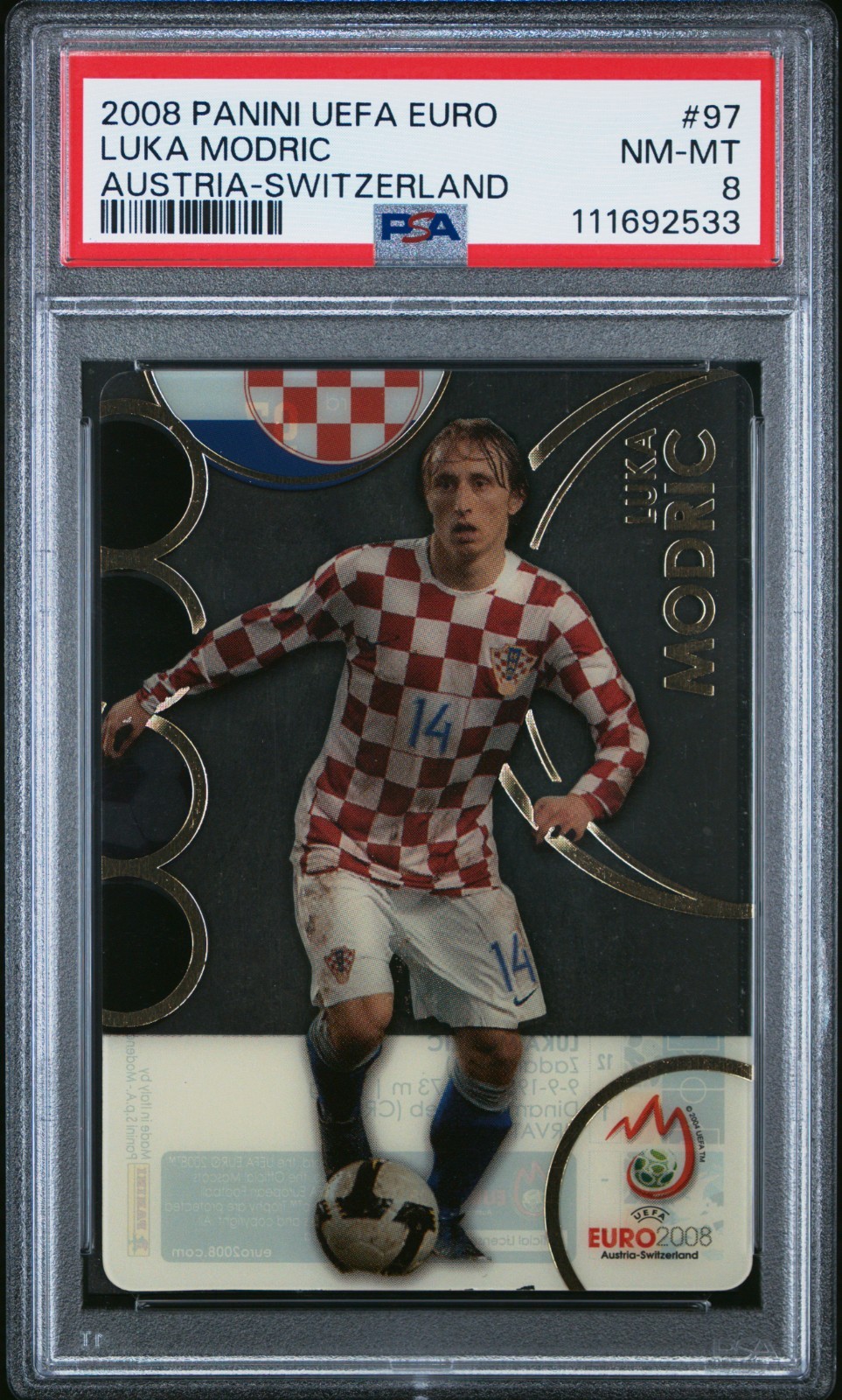 2008 Panini UEFA Euro 2008 – Luka Modric #97 (RC) PSA 8