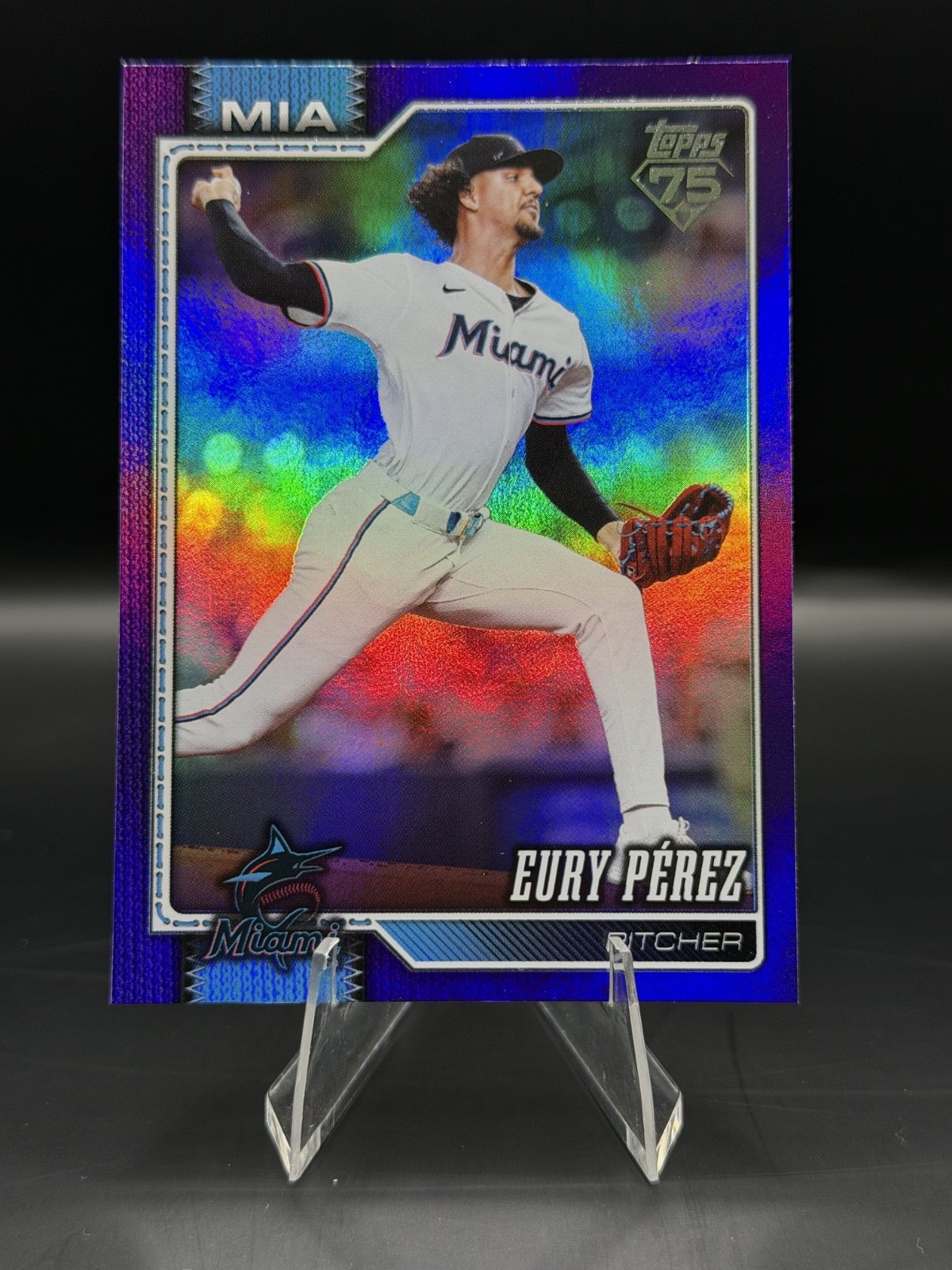 2026 Topps Series 1 Eury Perez #285 Purple Foil /250 Miami Marlins